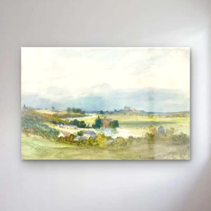 Suluboya Kırda Nehir No. 8 cam tablo — Suluboya Kırda Nehir No. 8 — suluboya kırda nehir