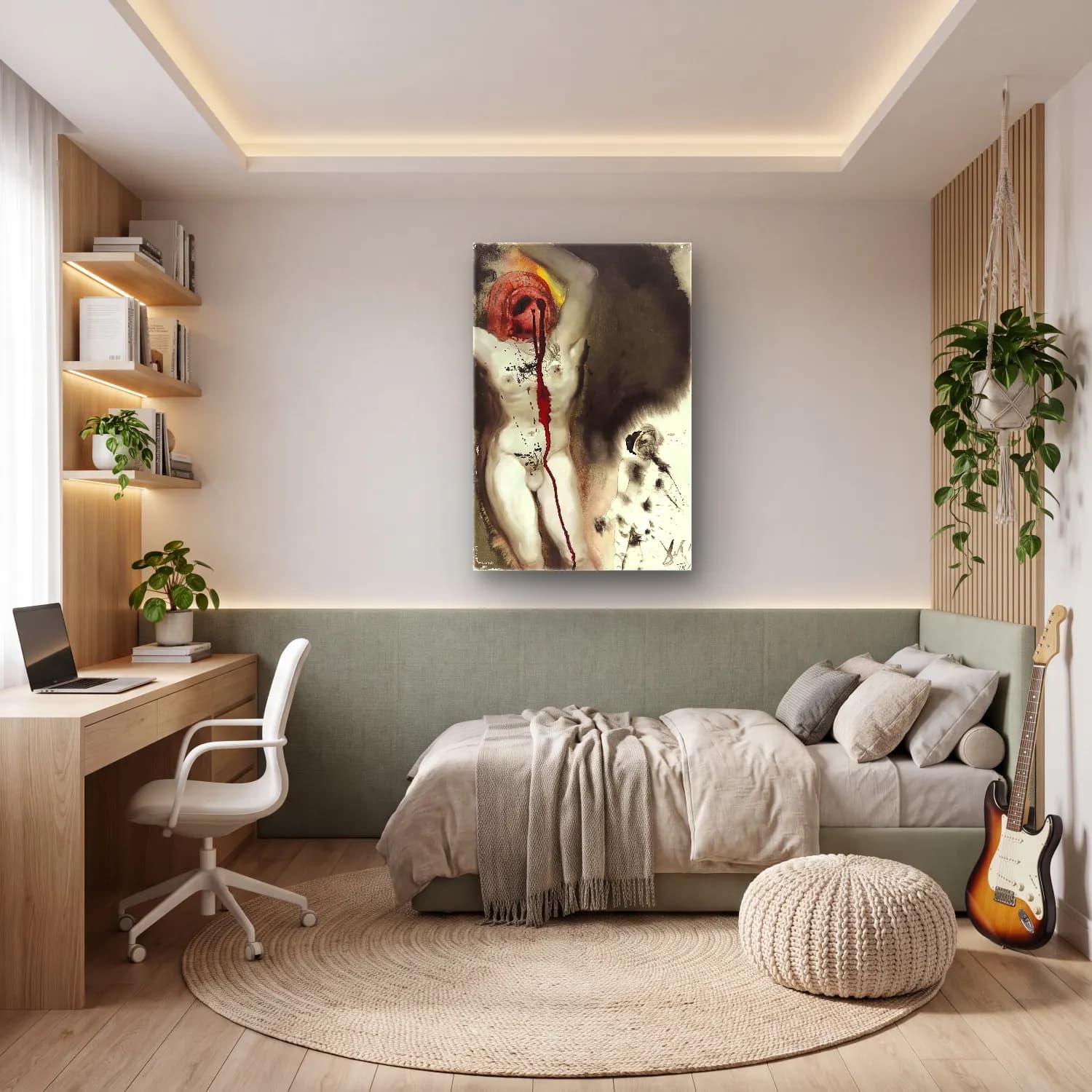 Modern Soyut Figür Çalışması No. 15 cam tablo — genç odasında