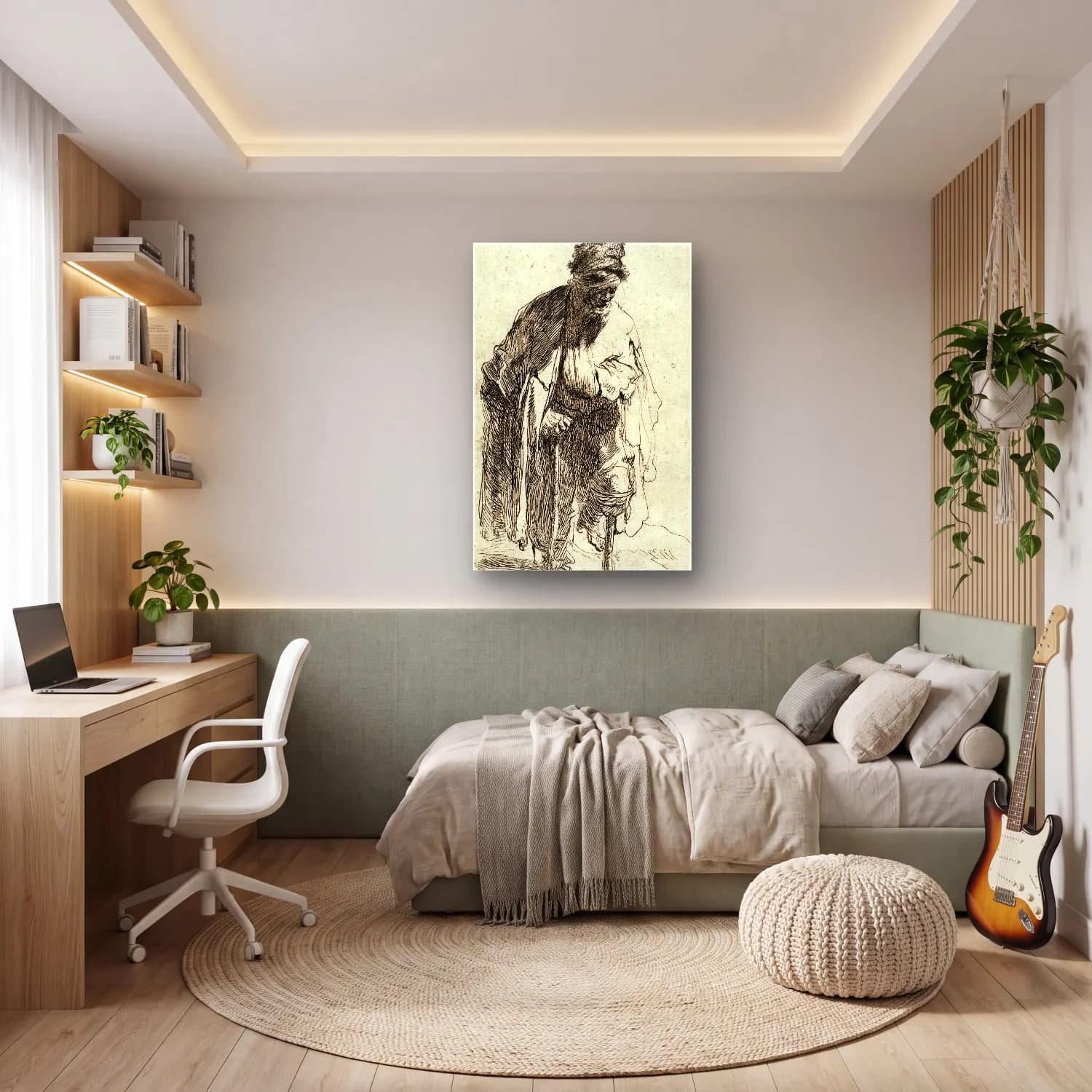 Siyah Beyaz Kadın Portresi No. 5 cam tablo — genç odasında