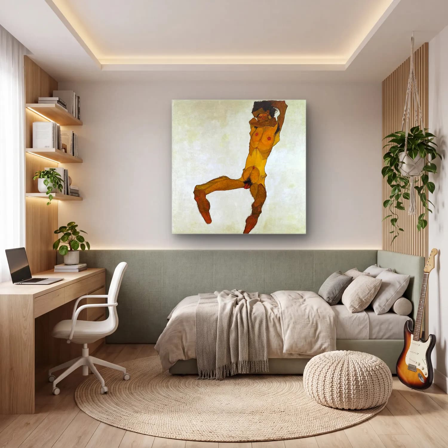 Yağlı Boya Figür Çalışması – Sarı Tonlar cam tablo — genç odasında
