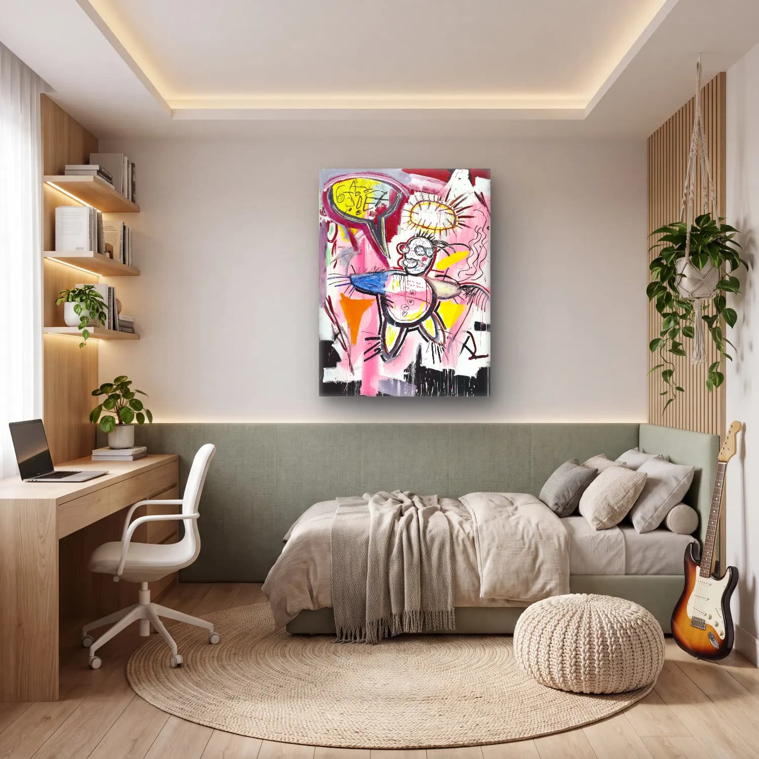 Modern Soyut Melek – Pembe Tonlar cam tablo — genç odasında