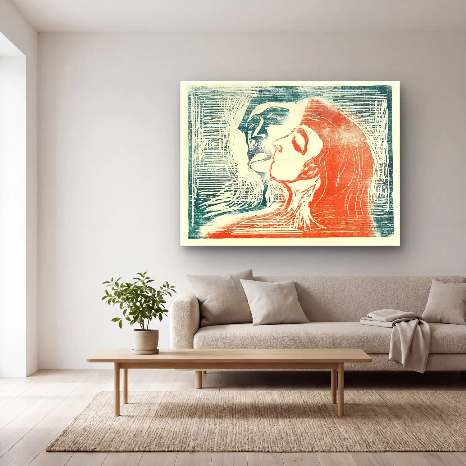 Vintage Poster Kadın Portresi No. 29 cam tablo — açık renk salonda