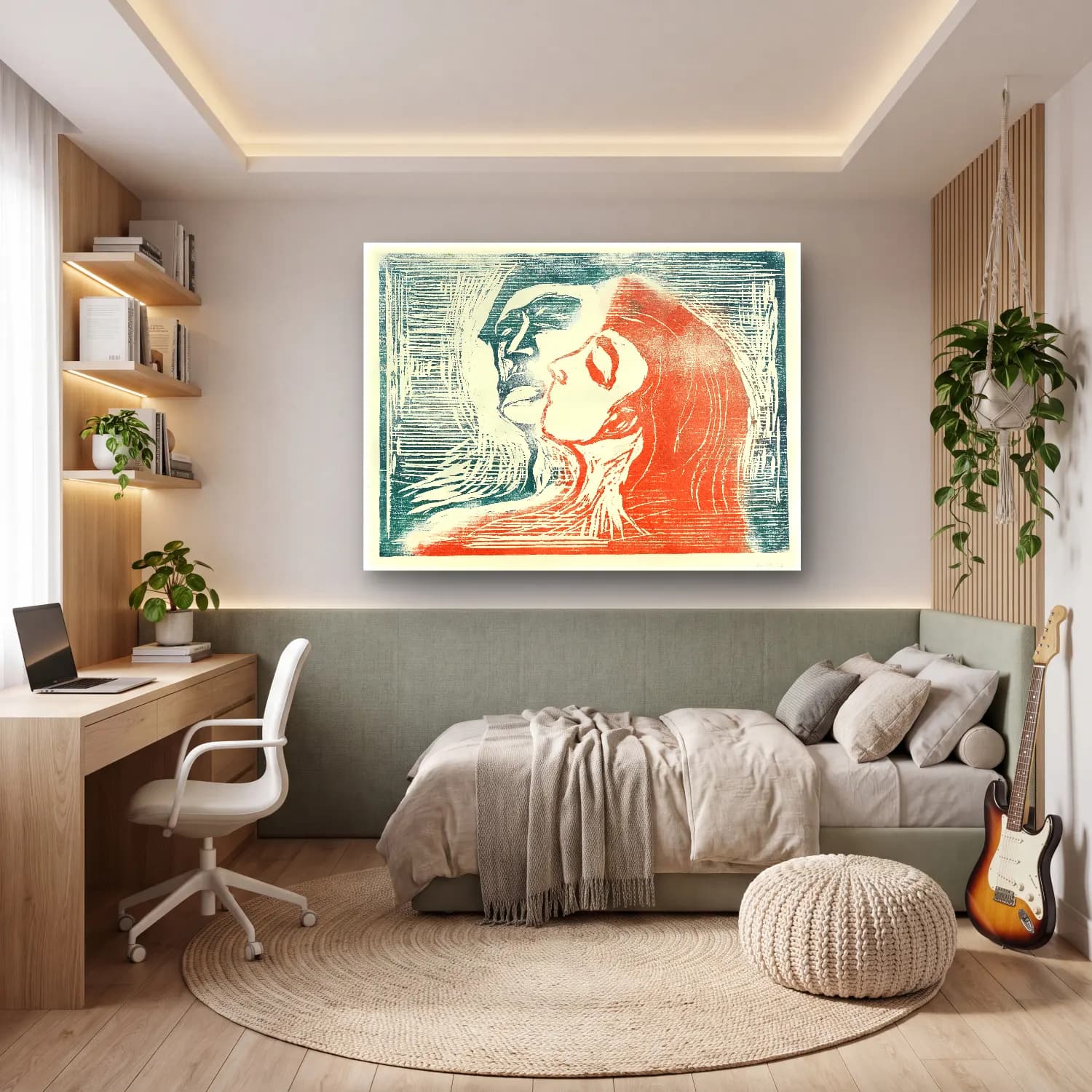 Vintage Poster Kadın Portresi No. 29 cam tablo — genç odasında