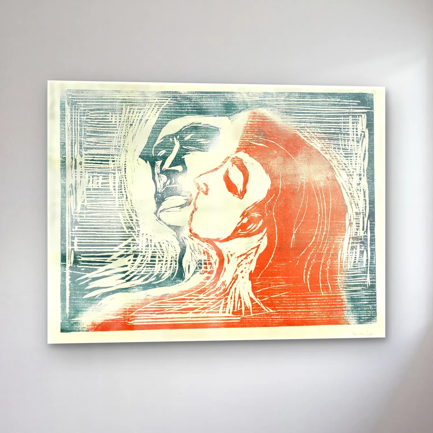Vintage Poster Kadın Portresi No. 29 cam tablo — sol açıdan görünüm