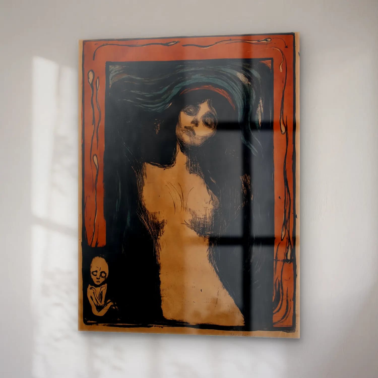 Vintage Poster Kadın Portresi No. 30 cam tablo — sağ açıdan görünüm