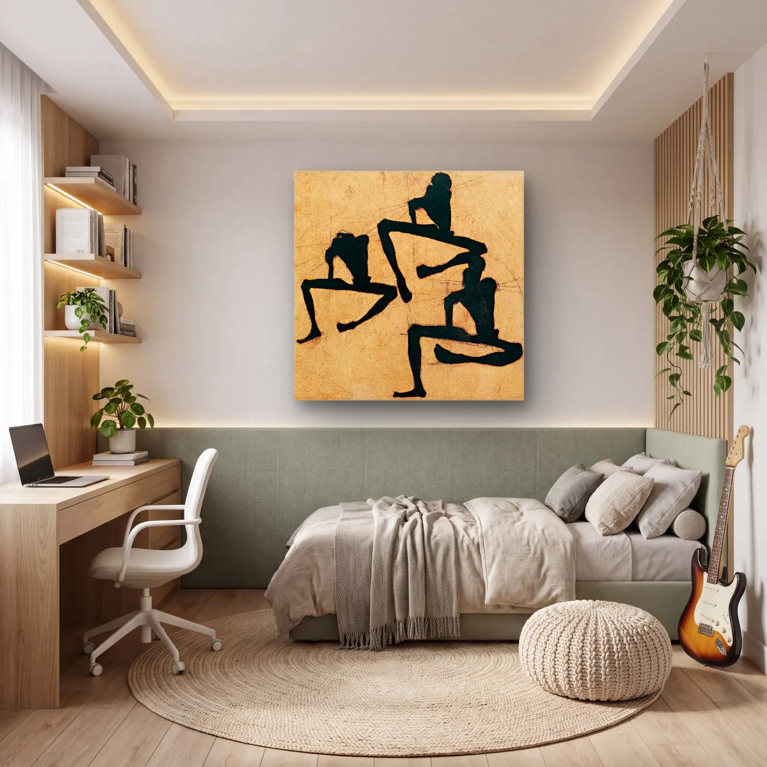 Modern Soyut Dansçılar No. 9 cam tablo — genç odasında