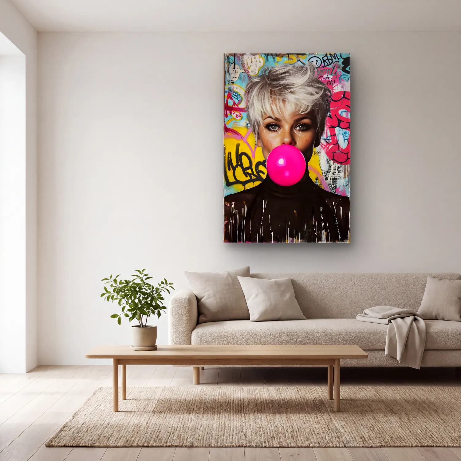 Pop Art Moda İllüstrasyonu No. 7 cam tablo — açık renk salonda