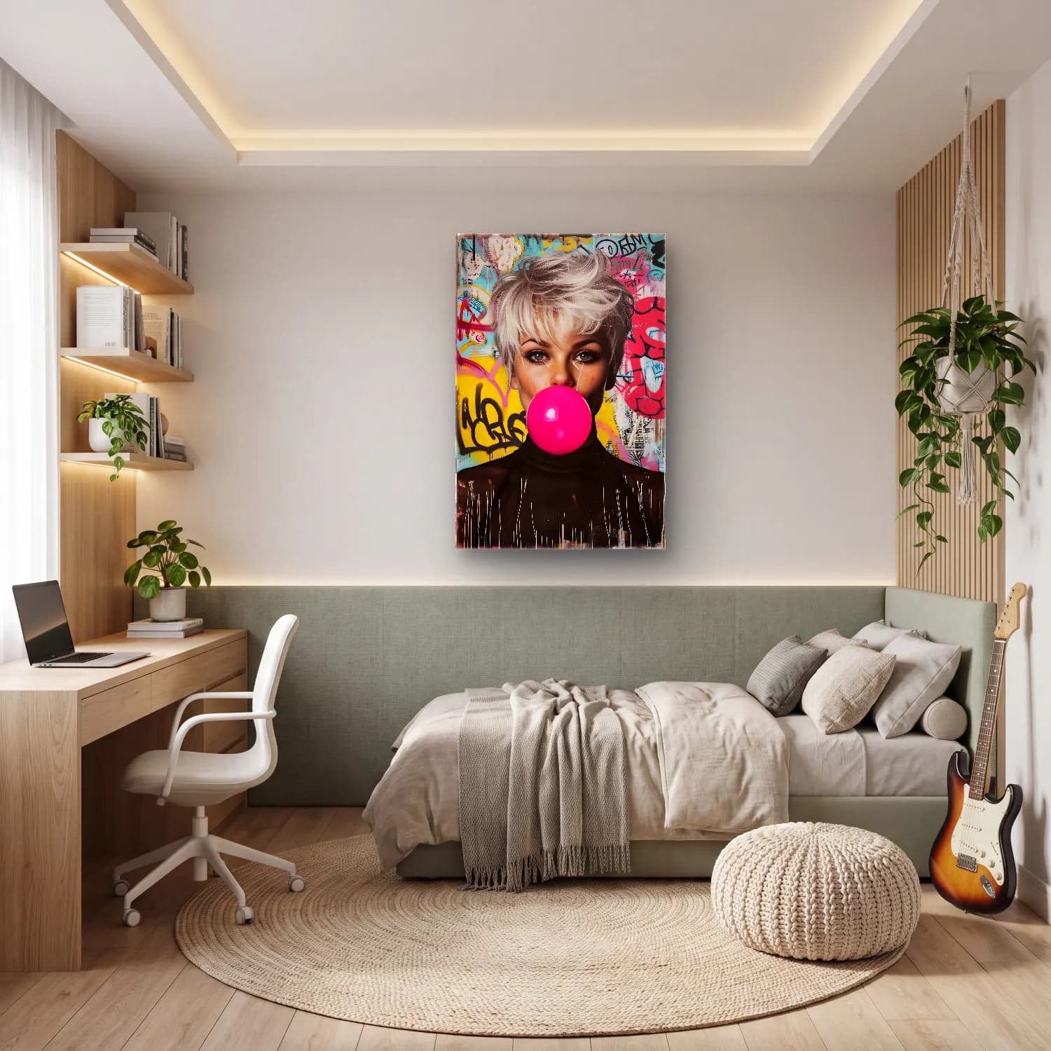 Pop Art Moda İllüstrasyonu No. 7 cam tablo — genç odasında