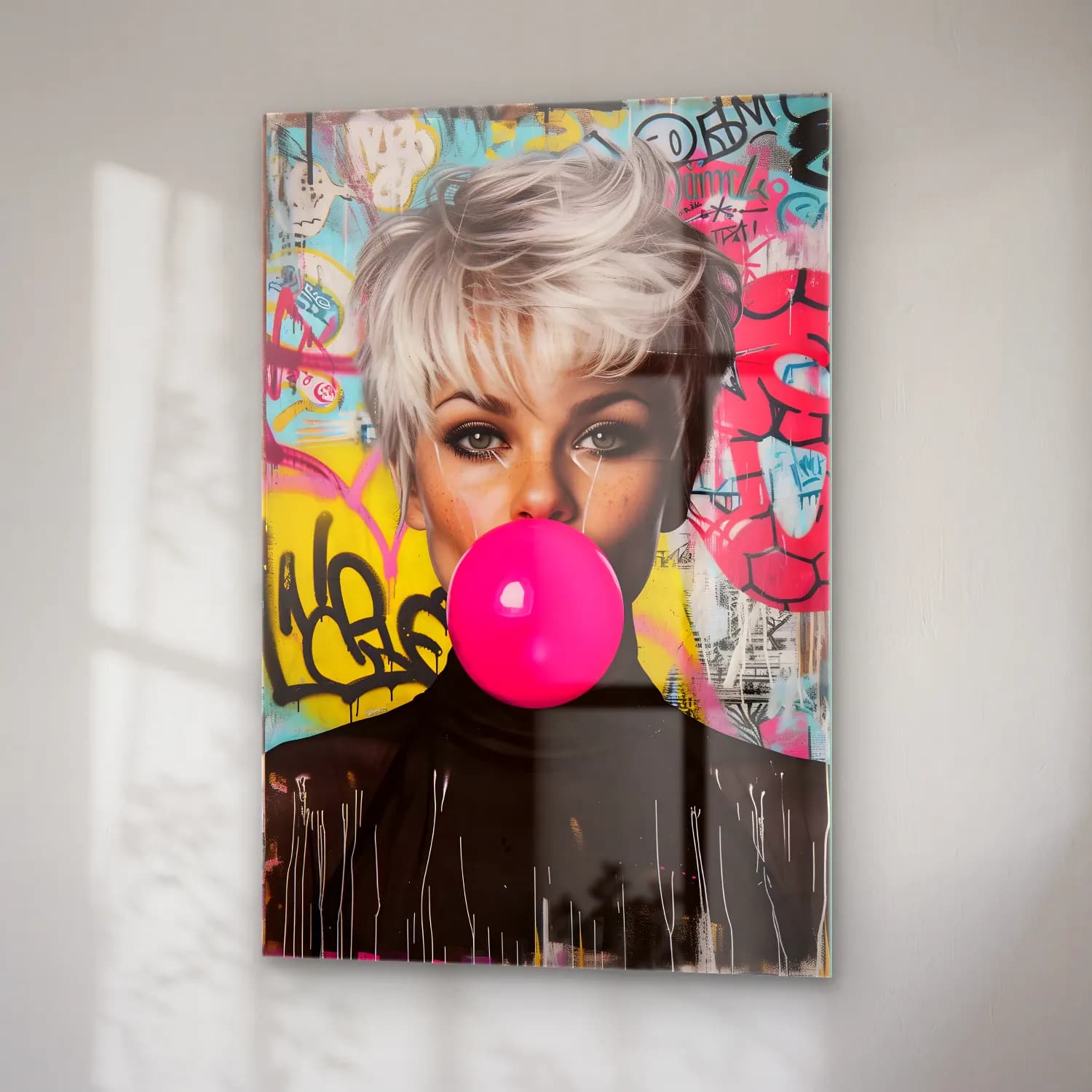 Pop Art Moda İllüstrasyonu No. 7 cam tablo — sağ açıdan görünüm