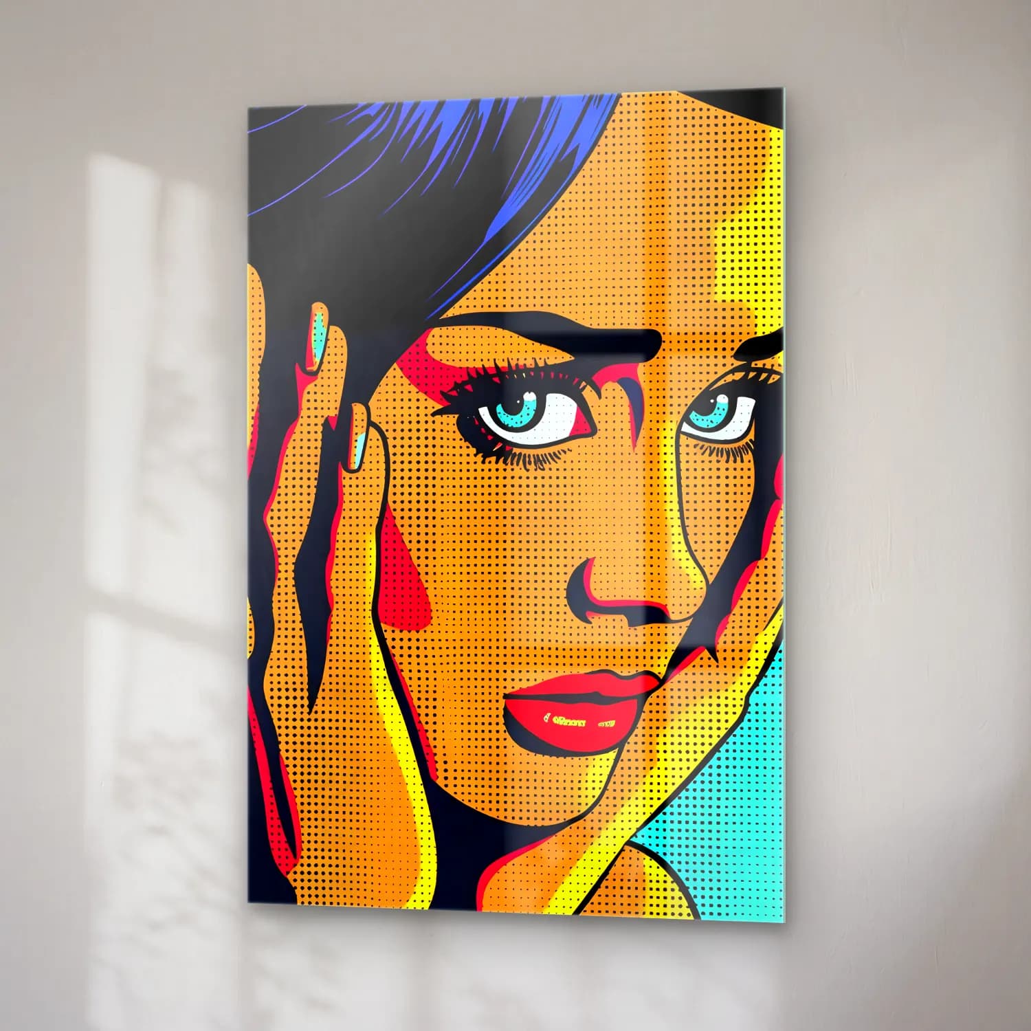 Pop Art Kadın Portresi No. 17 cam tablo — sağ açıdan görünüm