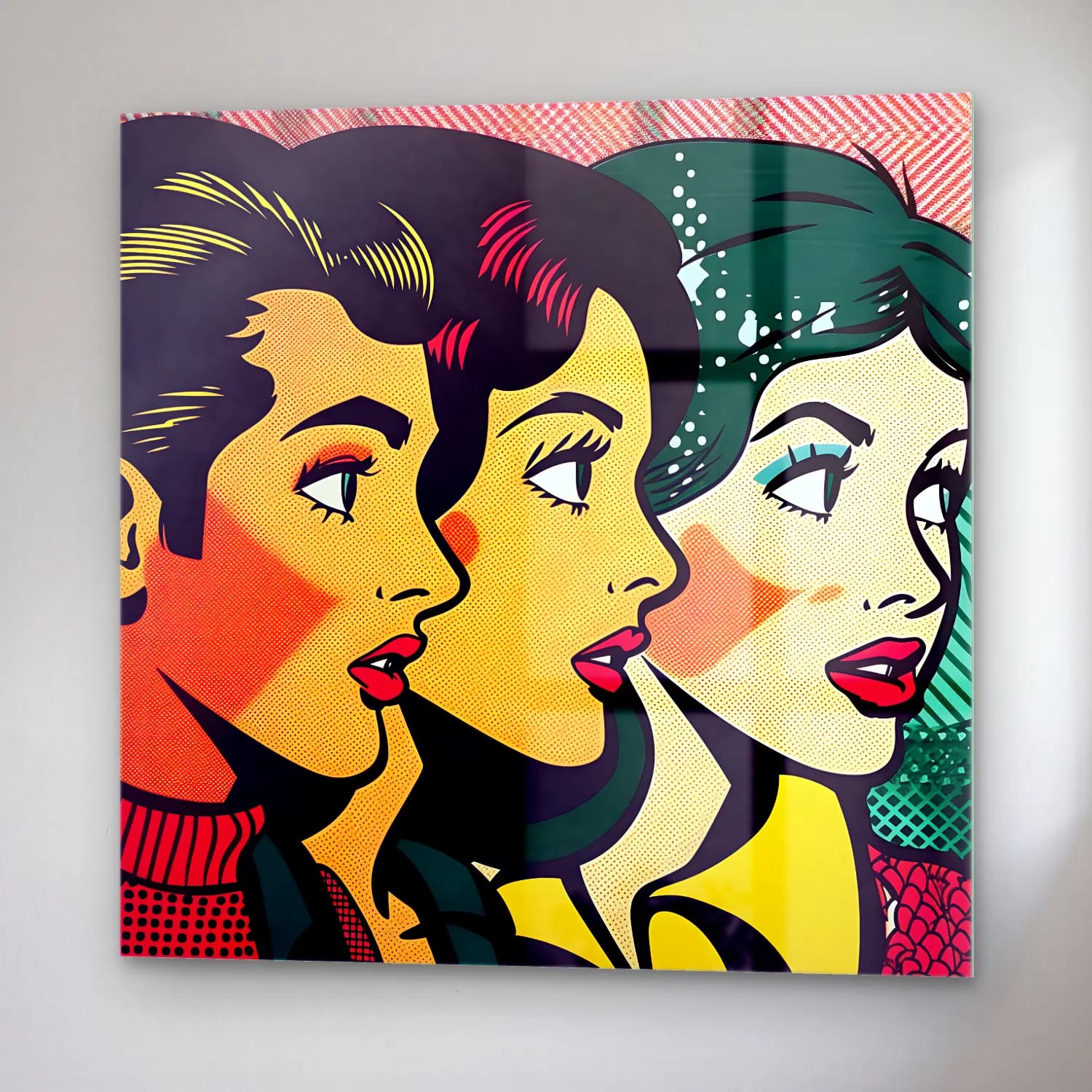 Pop Art Kadın Portresi No. 18 cam tablo — sağ açıdan görünüm