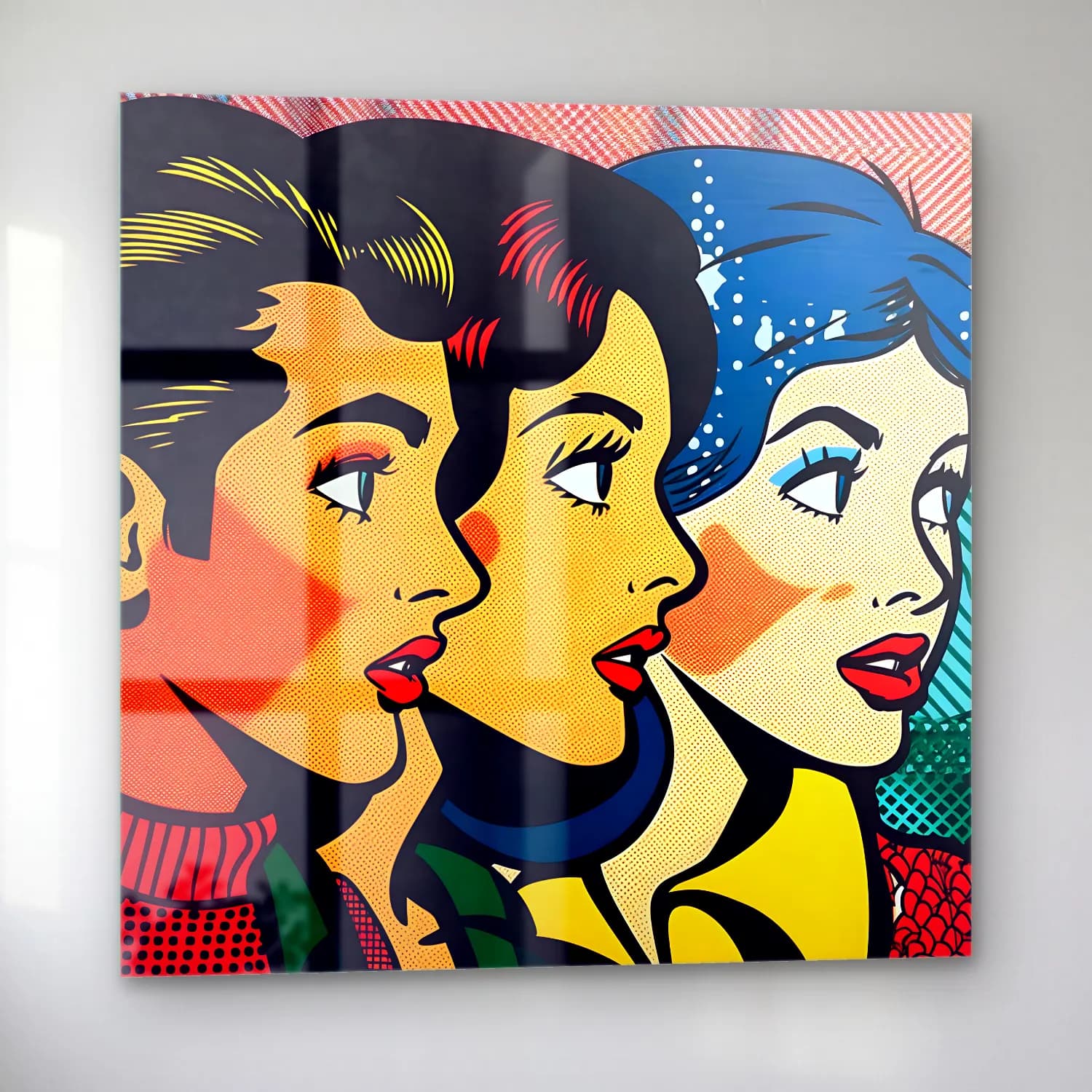 Pop Art Kadın Portresi No. 18 cam tablo — sol açıdan görünüm