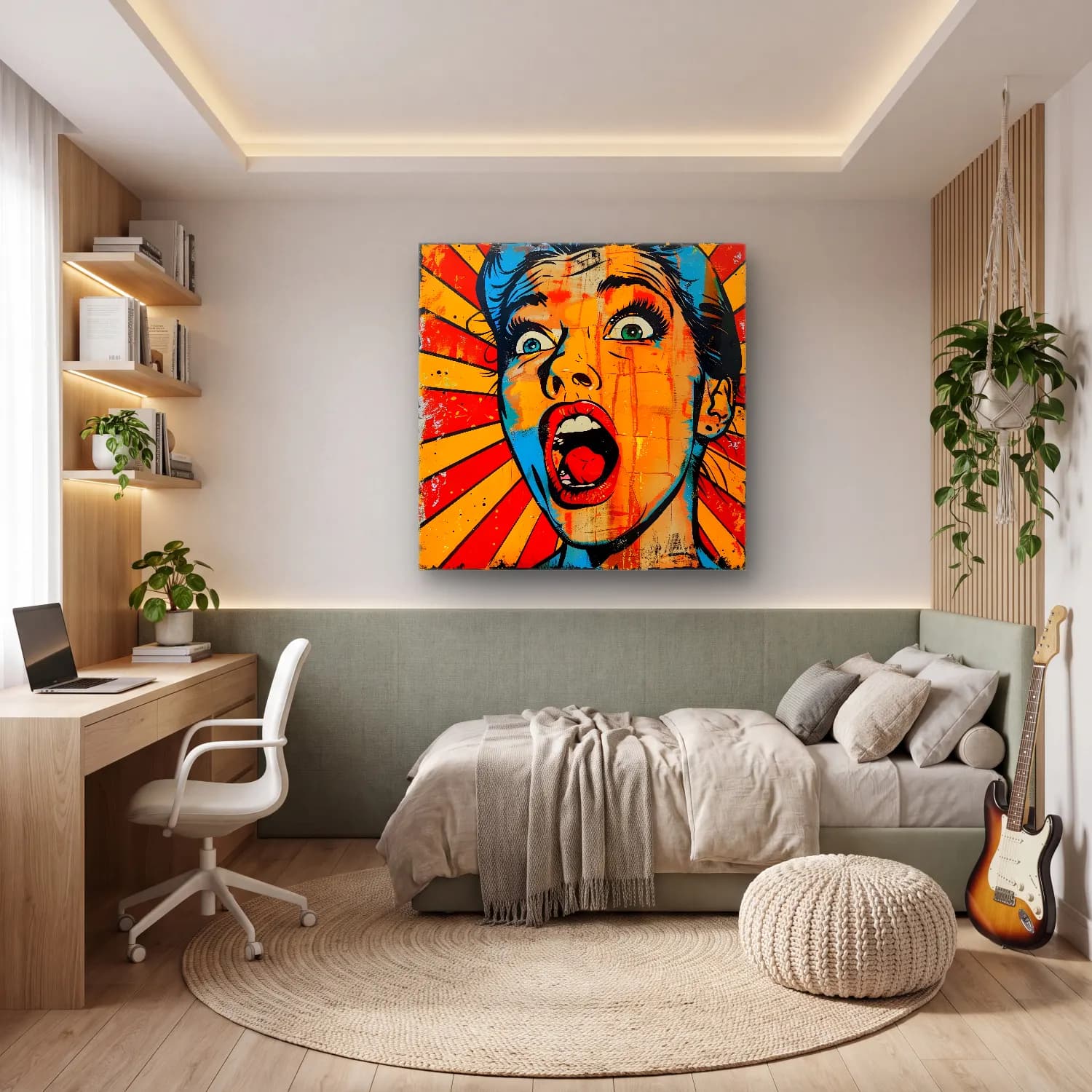 Pop Art Soyut Yüz No. 6 cam tablo — genç odasında