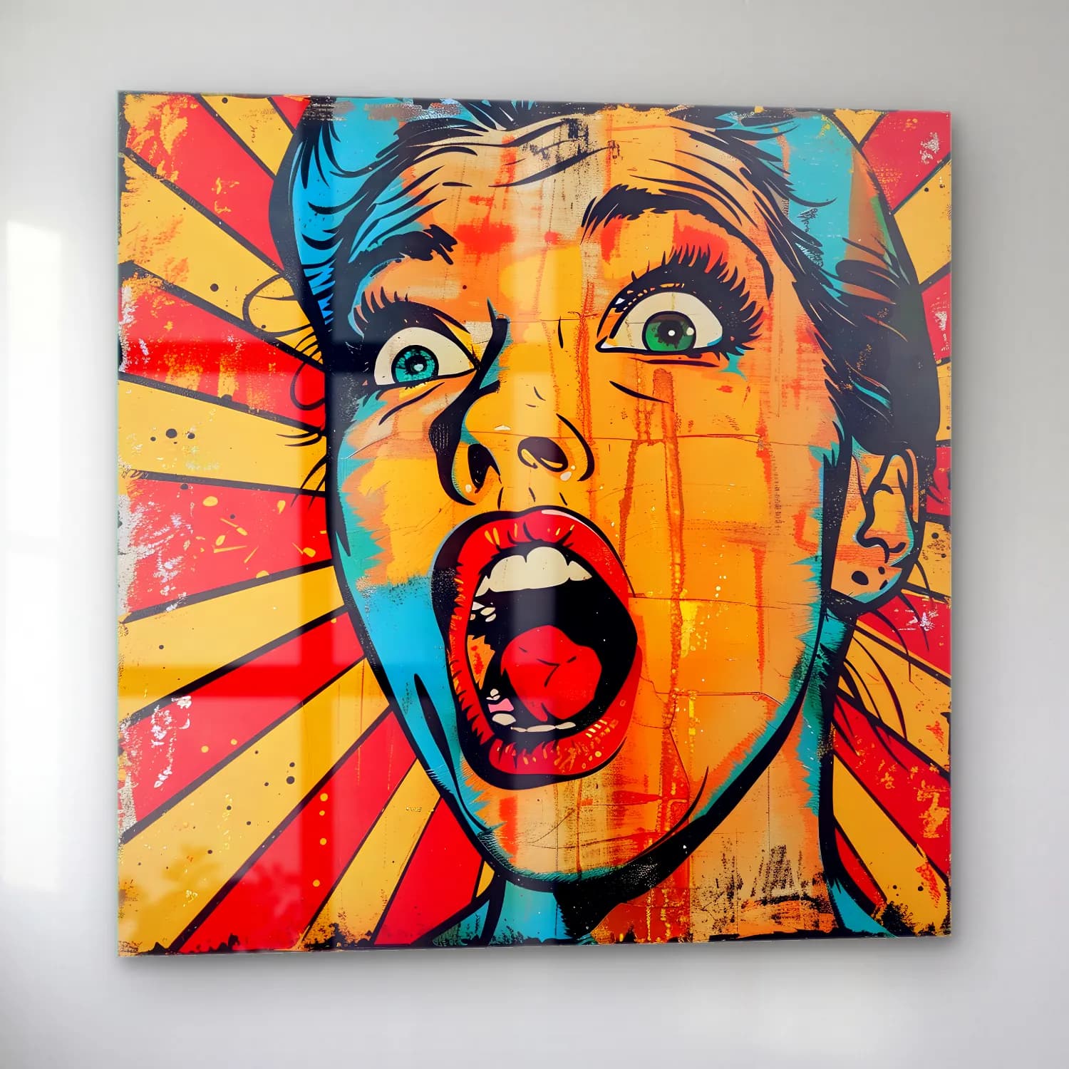 Pop Art Soyut Yüz No. 6 cam tablo — sol açıdan görünüm