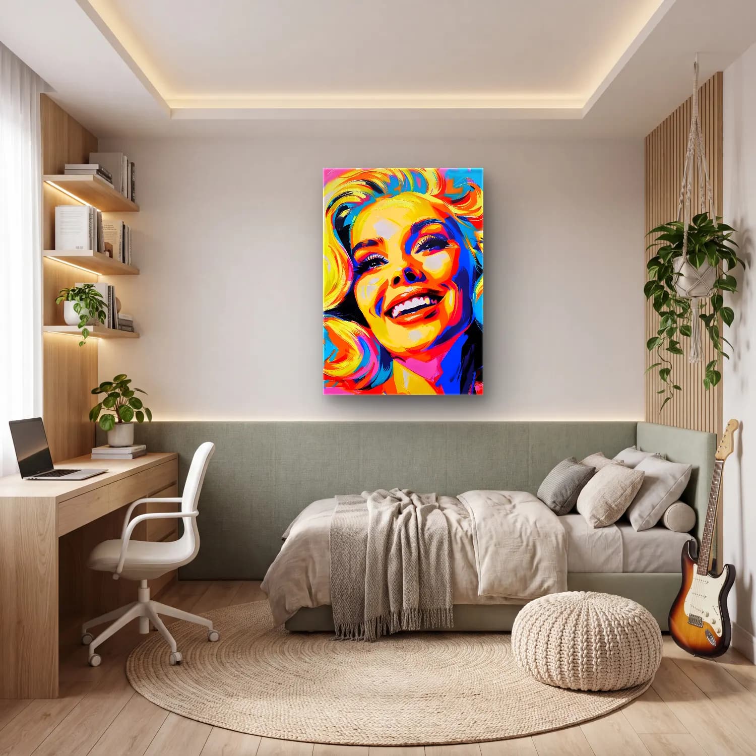 Pop Art Kadın Portresi No. 29 cam tablo — genç odasında
