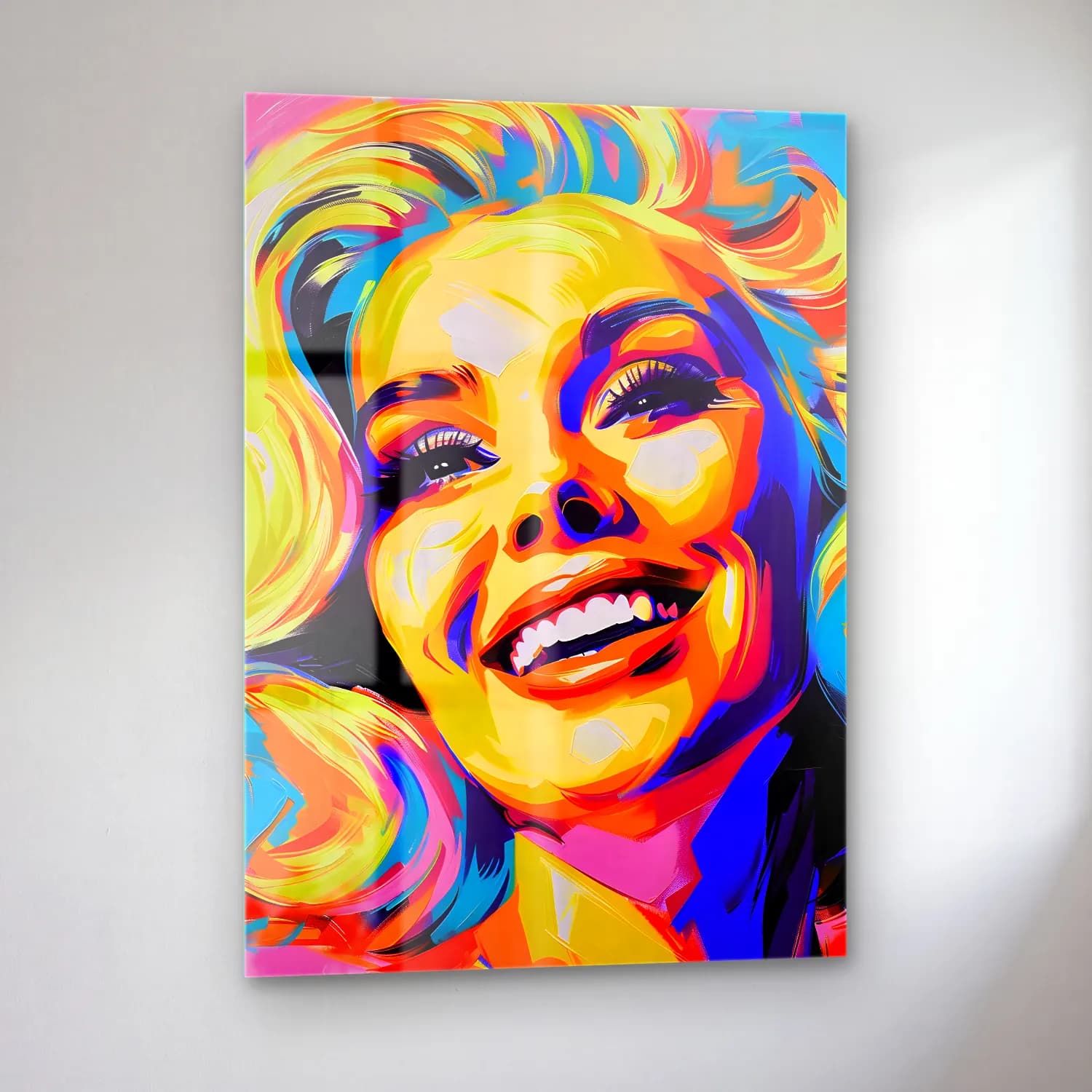 Pop Art Kadın Portresi No. 29 cam tablo — sol açıdan görünüm