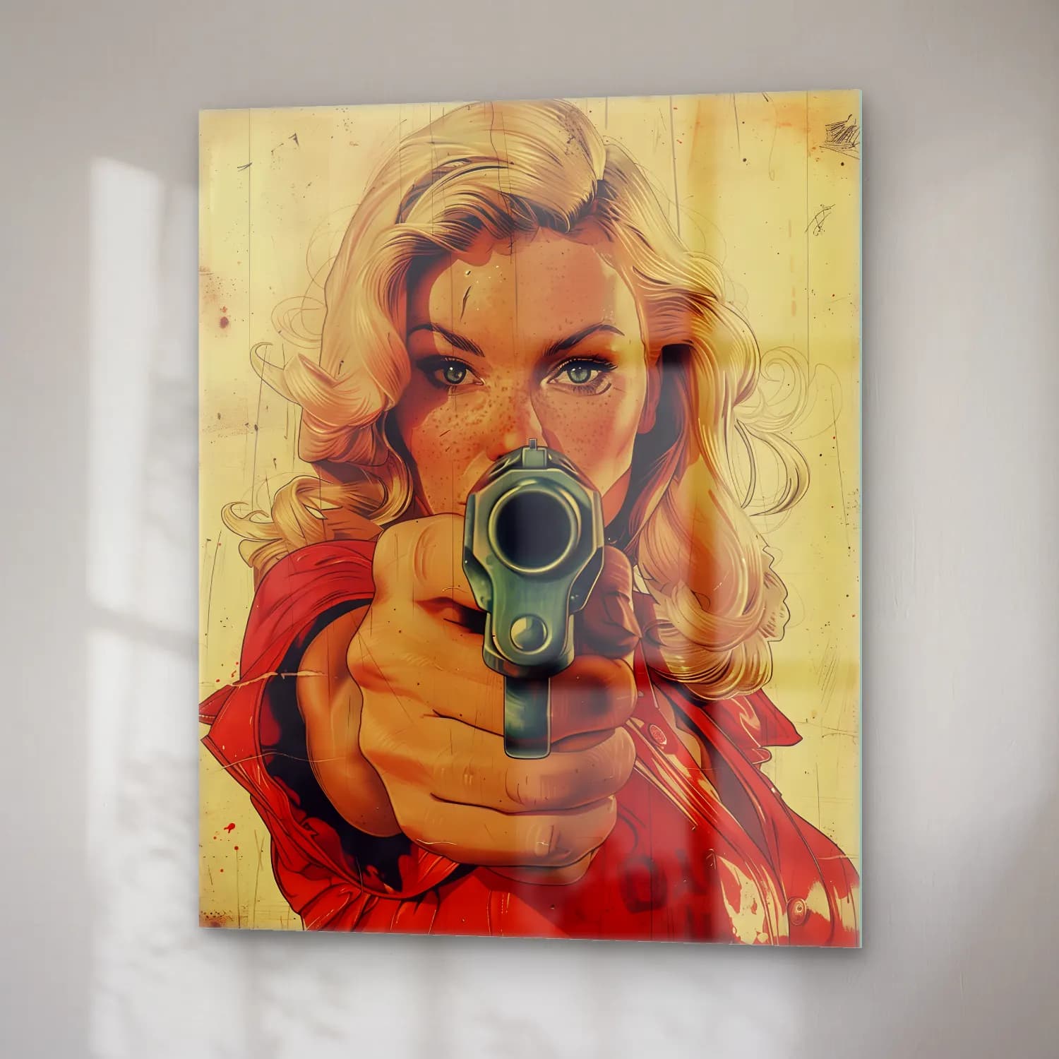 Pop Art Kadın Portresi No. 32 cam tablo — sağ açıdan görünüm