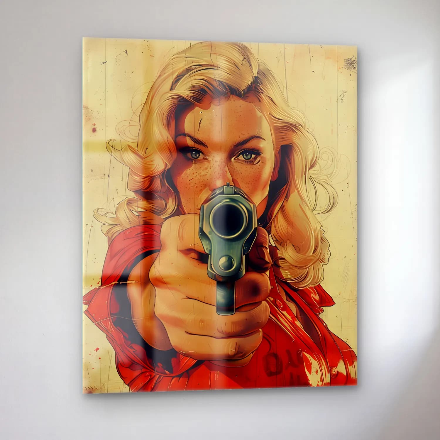 Pop Art Kadın Portresi No. 32 cam tablo — sol açıdan görünüm