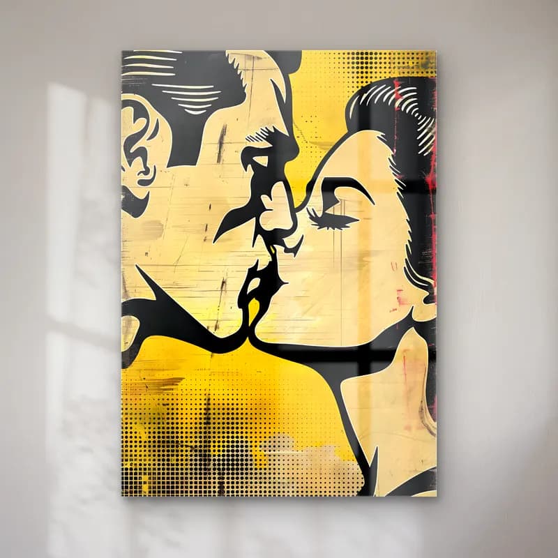 Pop Art Aşıklar – Sarı Tonlar cam tablo — Pop Art Aşıklar – Sarı Tonlar — pop art aşıklar