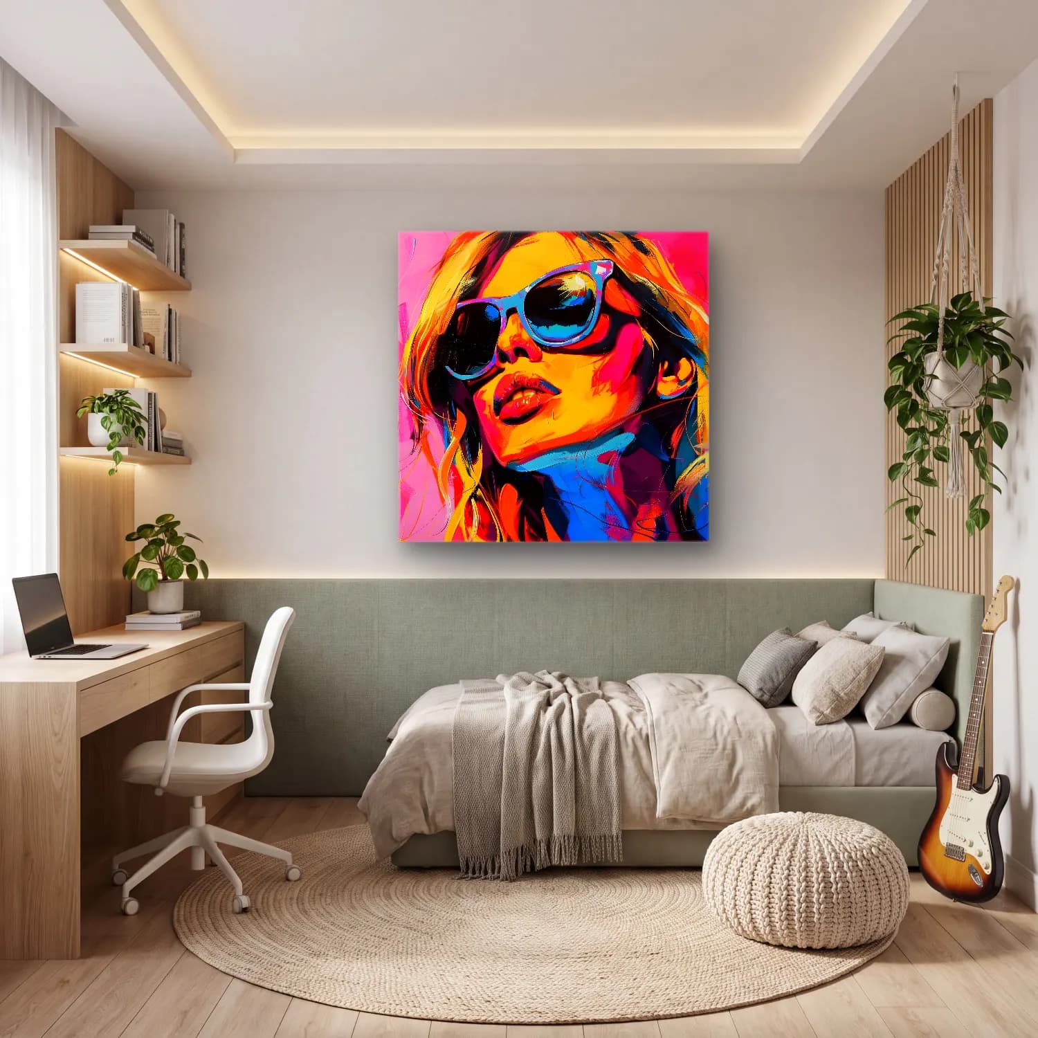 Pop Art Moda İllüstrasyonu No. 34 cam tablo — genç odasında