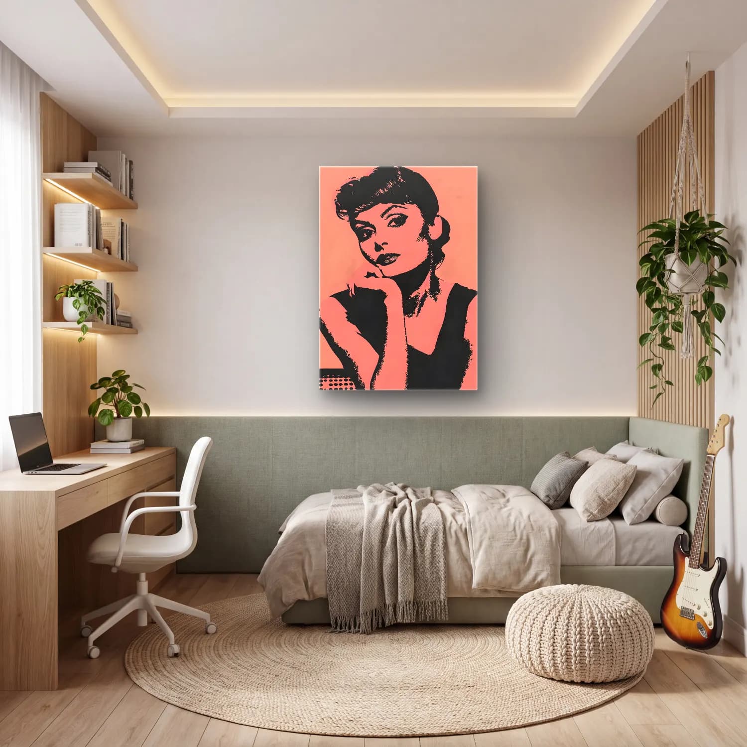 Pop Art Kadın Portresi No. 42 cam tablo — genç odasında