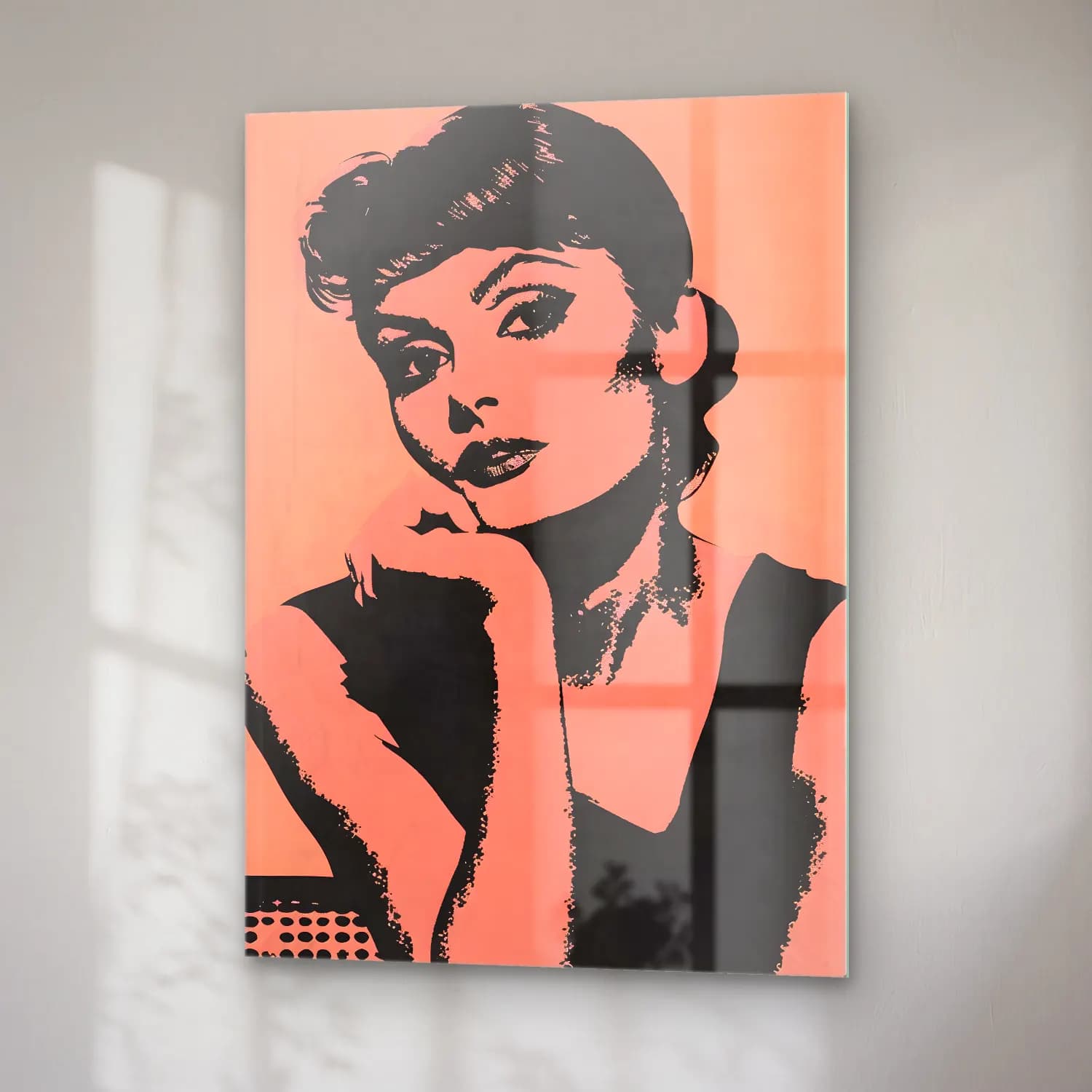 Pop Art Kadın Portresi No. 42 cam tablo — sağ açıdan görünüm