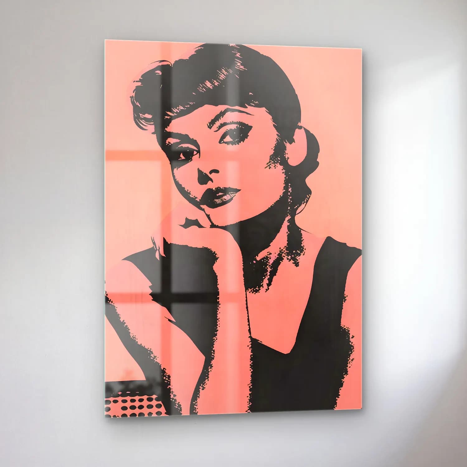 Pop Art Kadın Portresi No. 42 cam tablo — sol açıdan görünüm