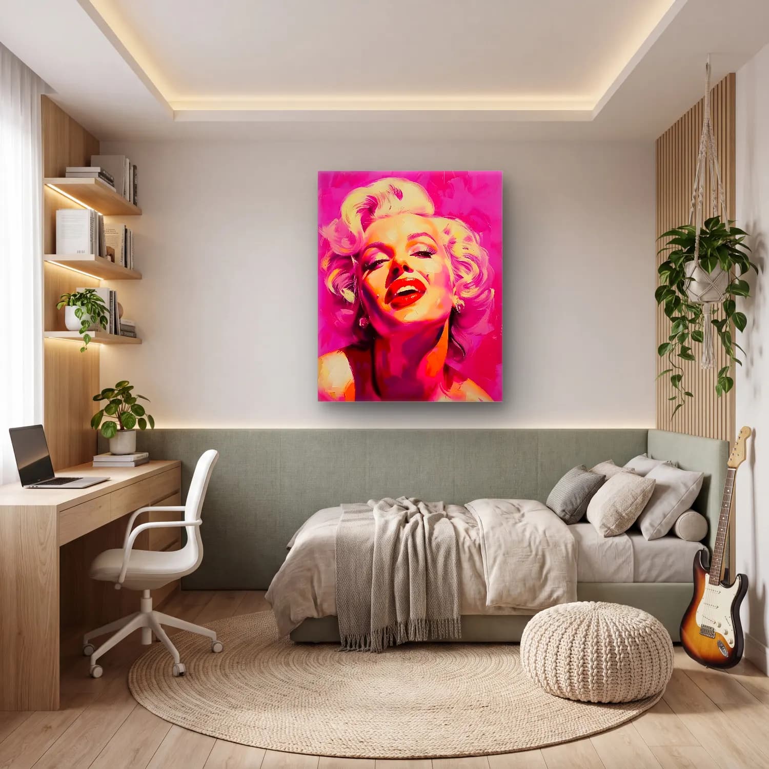 Pop Art Kadın Portresi No. 23 cam tablo — genç odasında