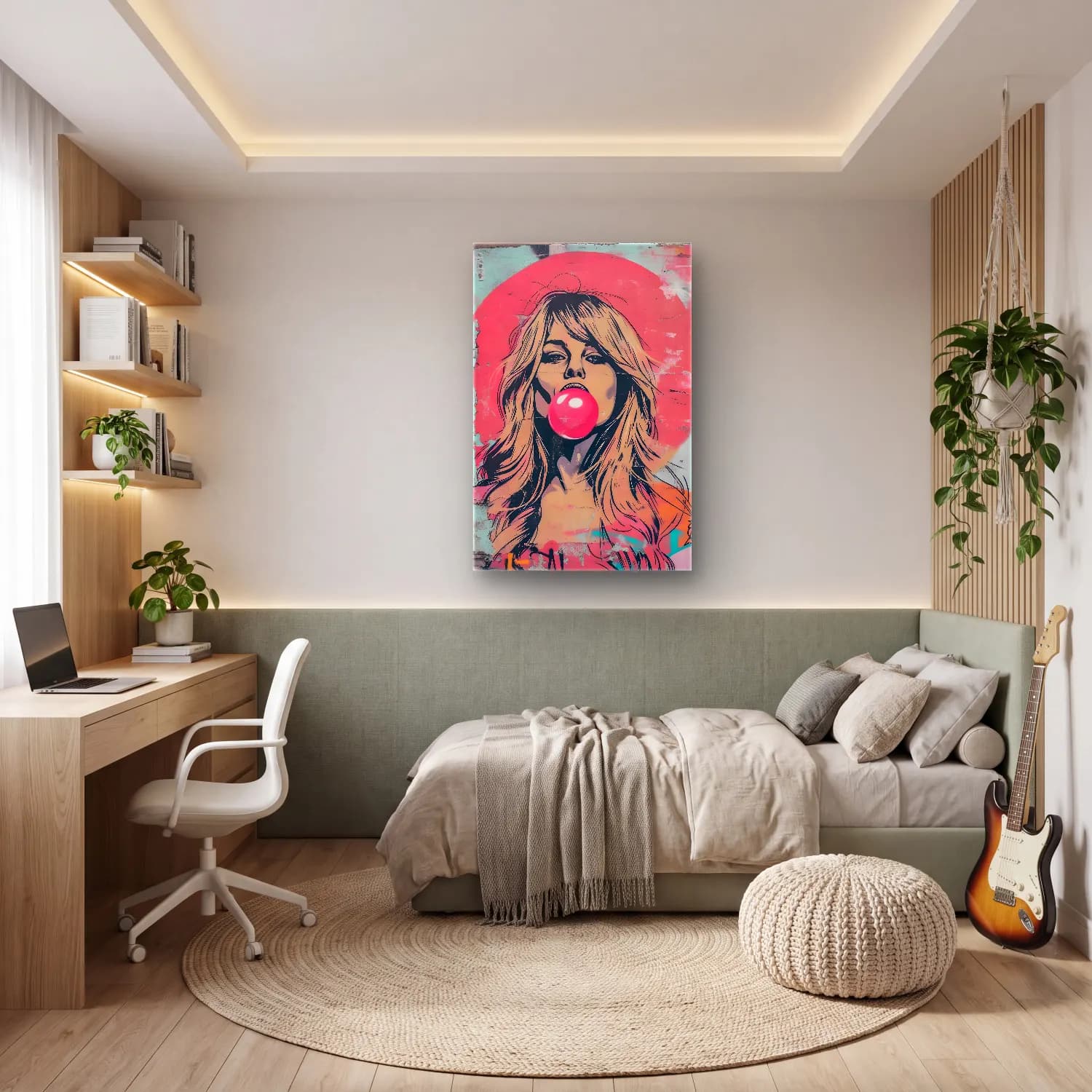 Pop Art Kız Çocuğu Portresi No. 7 cam tablo — genç odasında