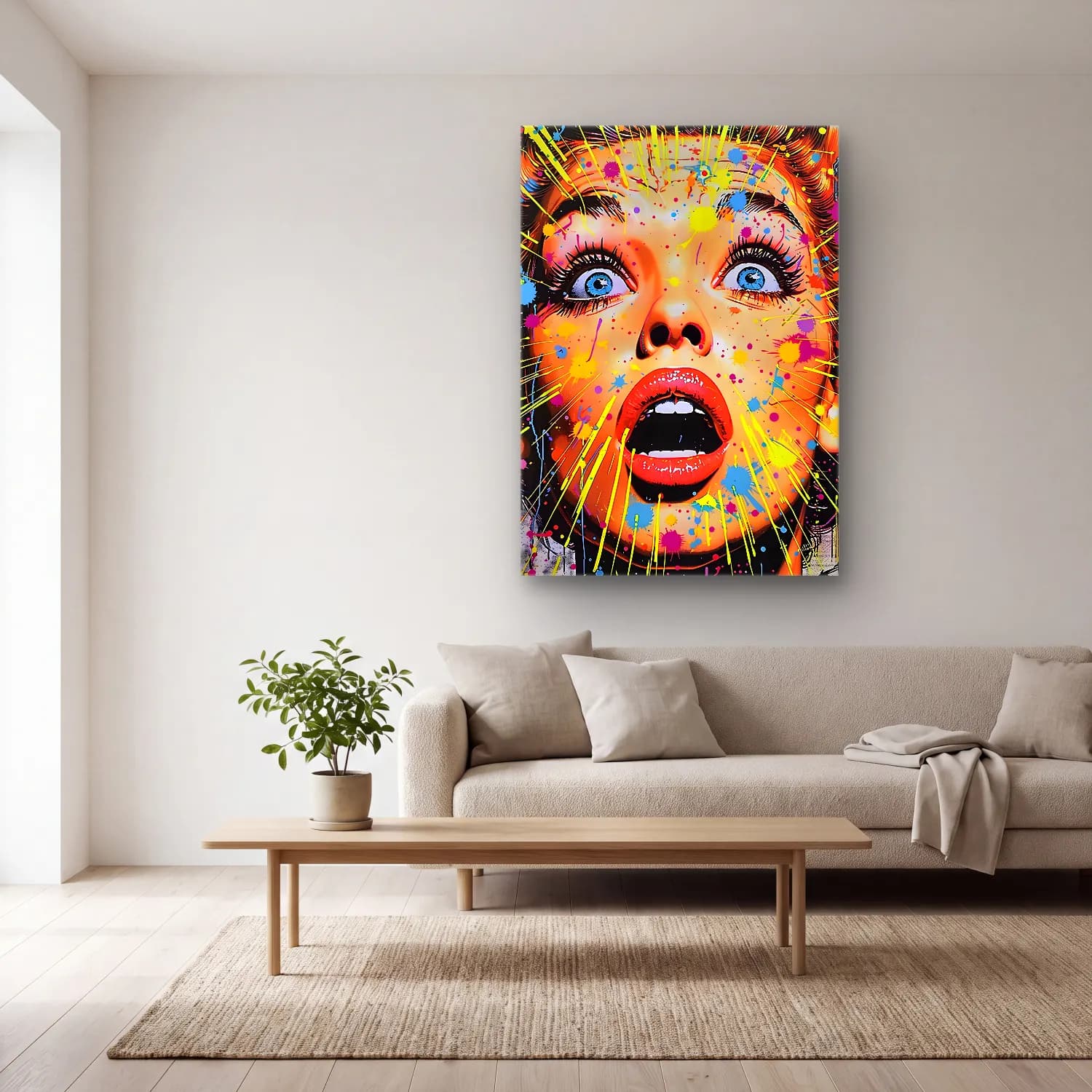 Pop Art Moda İllüstrasyonu No. 19 cam tablo — açık renk salonda
