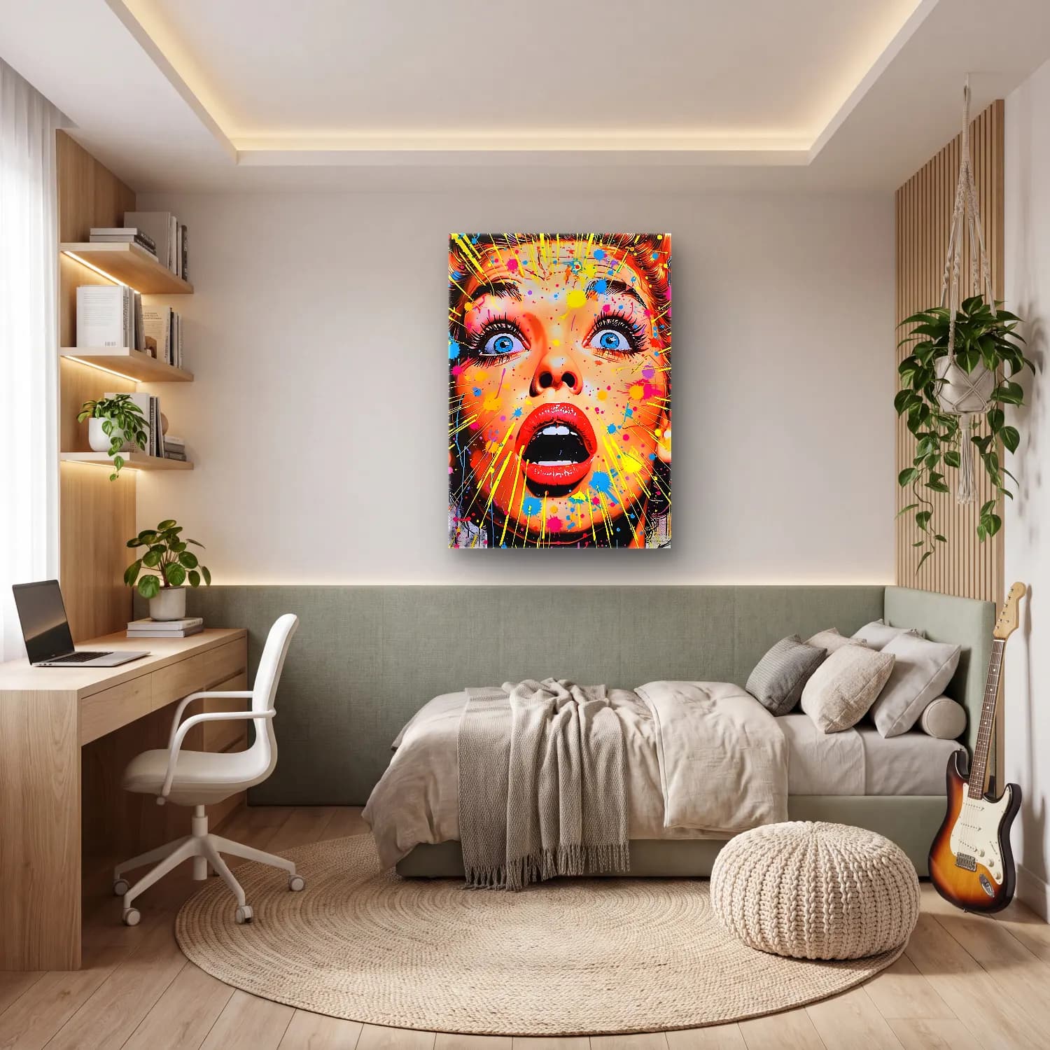 Pop Art Moda İllüstrasyonu No. 19 cam tablo — genç odasında