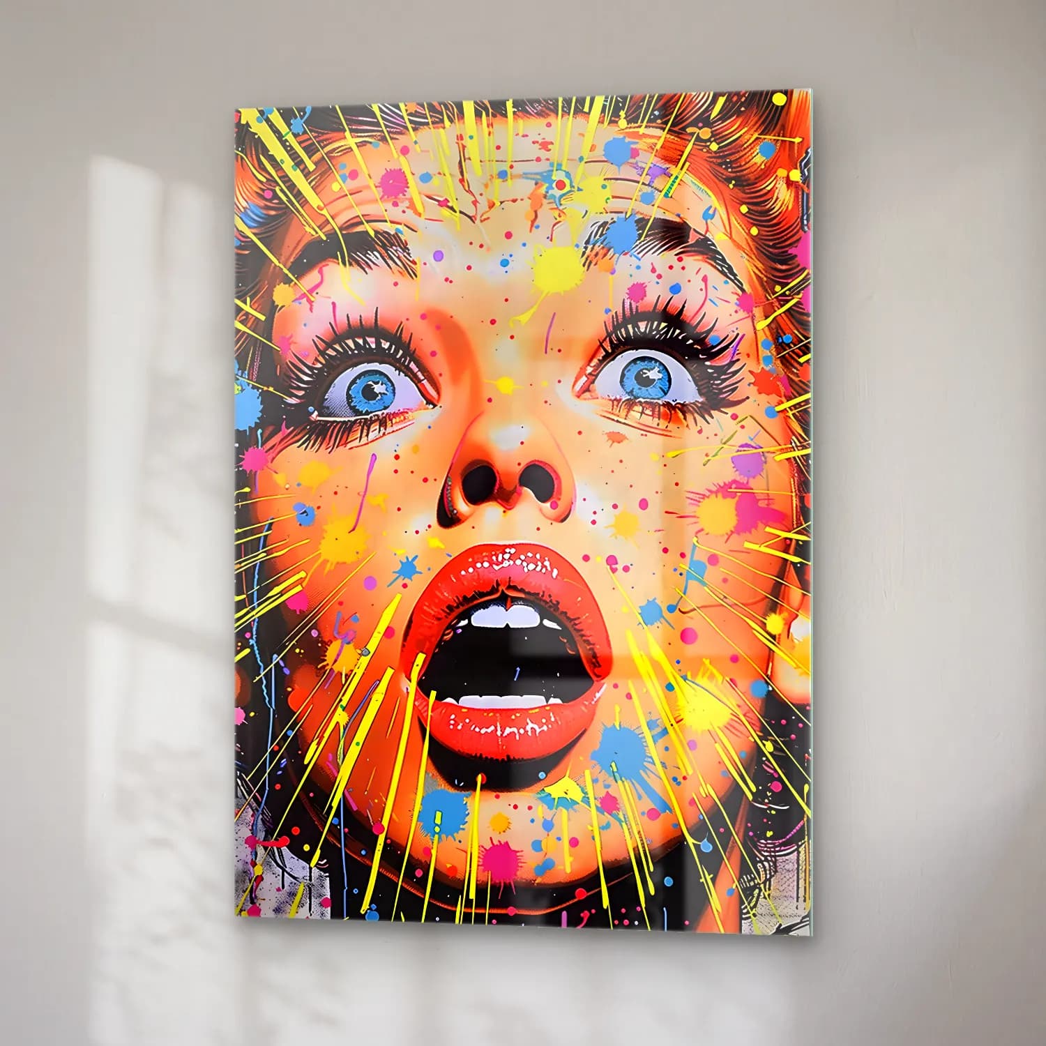 Pop Art Moda İllüstrasyonu No. 19 cam tablo — sağ açıdan görünüm