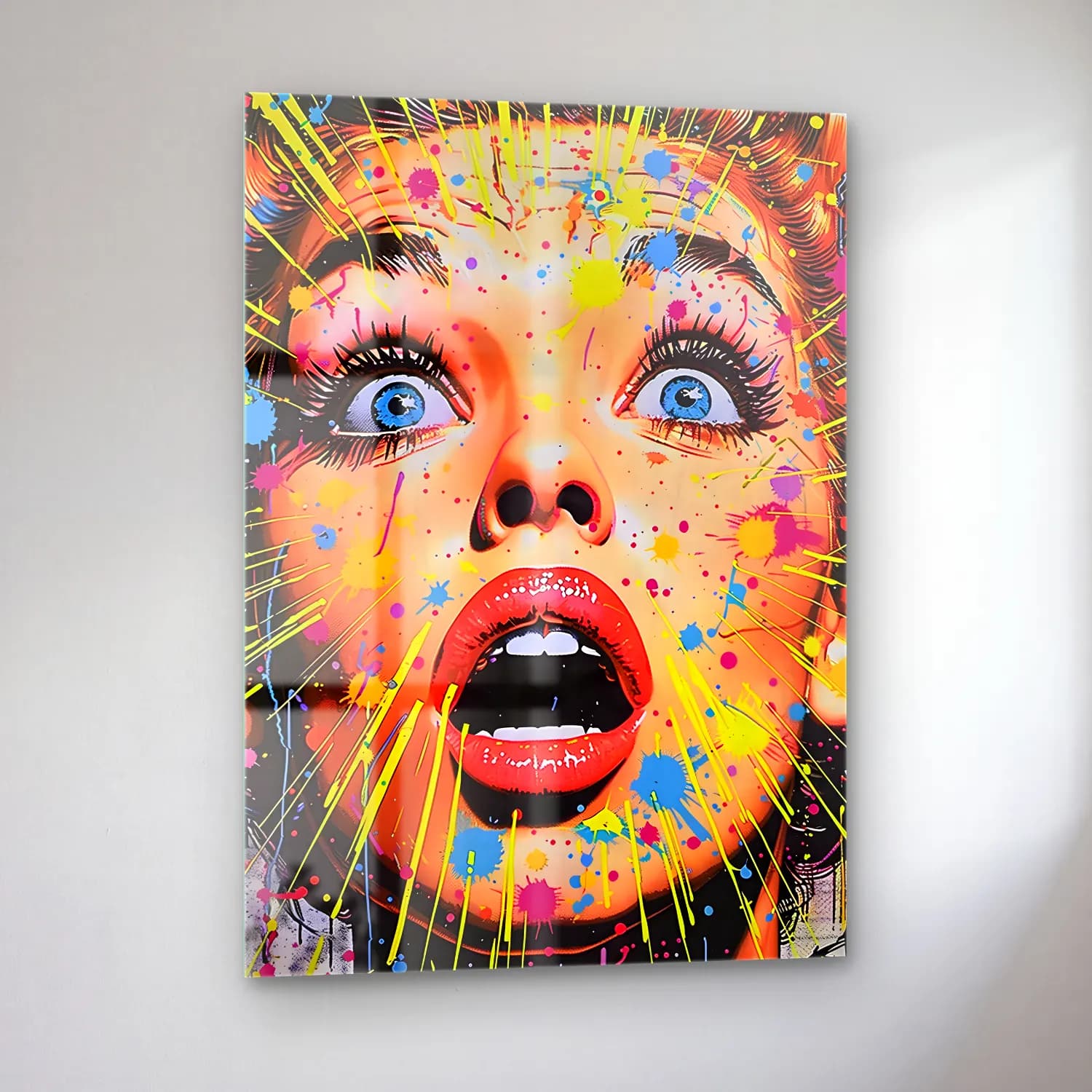 Pop Art Moda İllüstrasyonu No. 19 cam tablo — sol açıdan görünüm