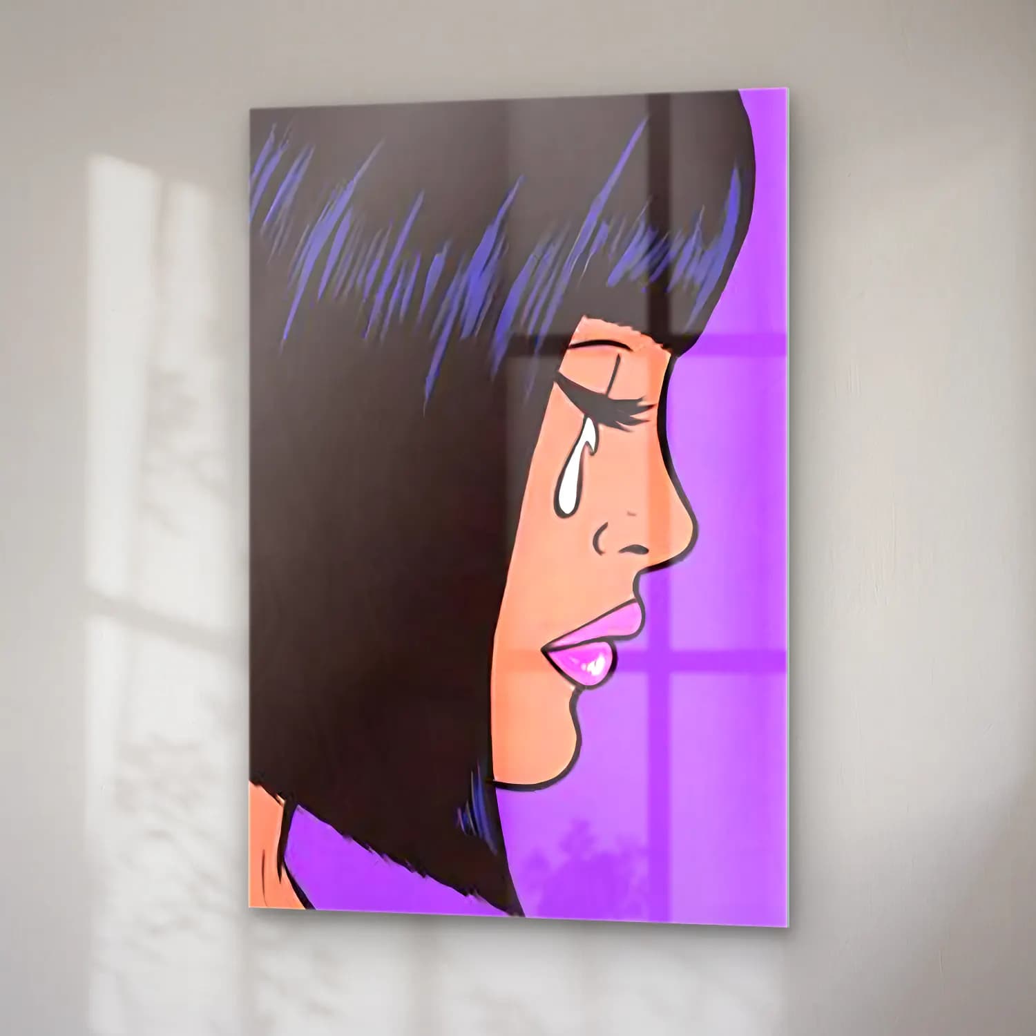 Pop Art Kadın Portresi No. 35 cam tablo — sağ açıdan görünüm