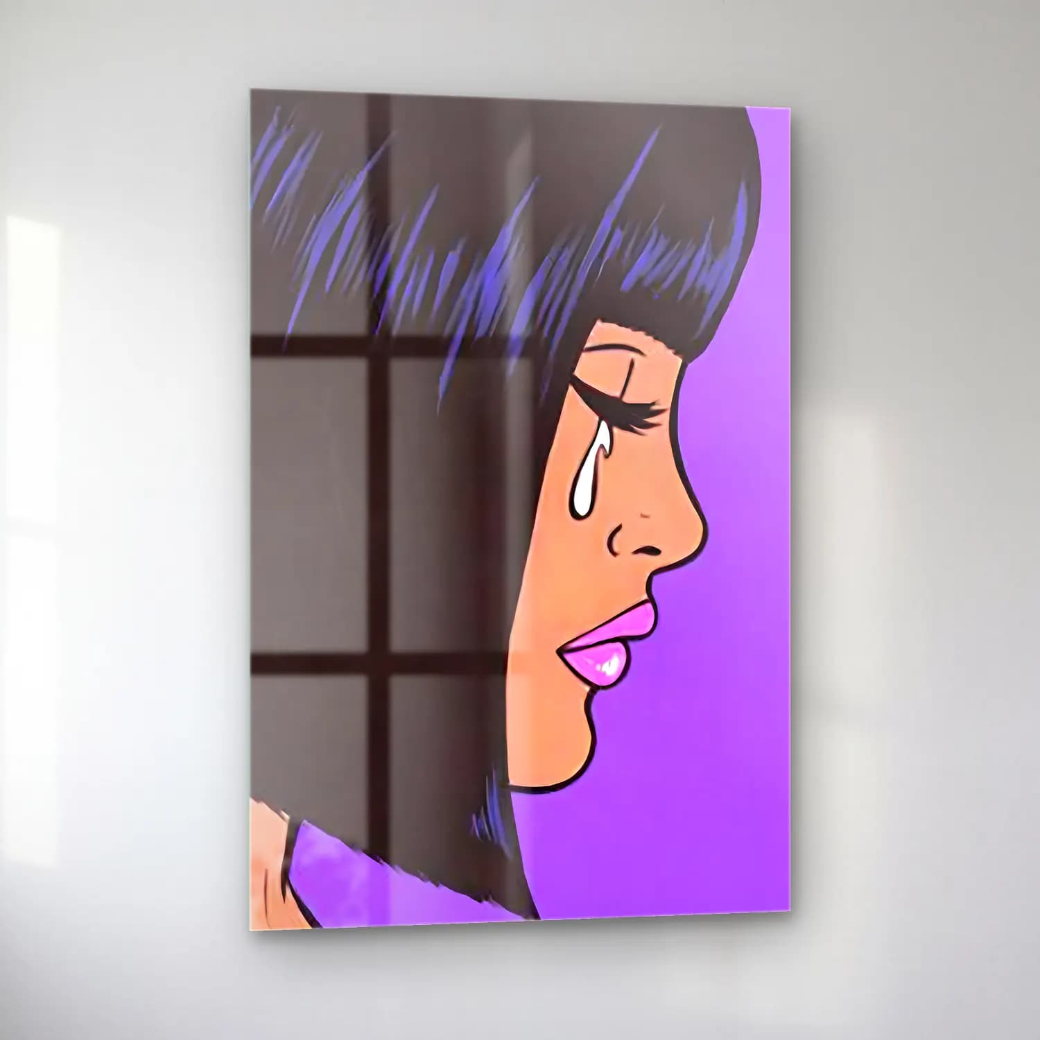 Pop Art Kadın Portresi No. 35 cam tablo — sol açıdan görünüm