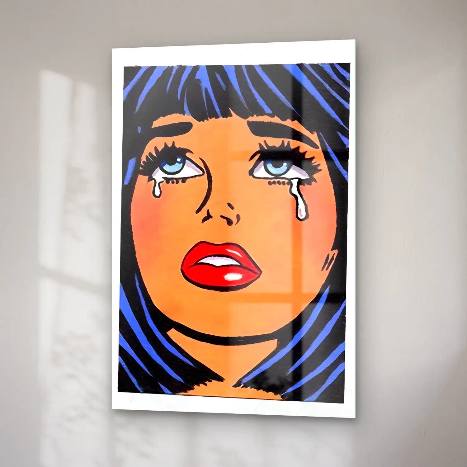 Pop Art Kadın Portresi No. 36 cam tablo — sağ açıdan görünüm