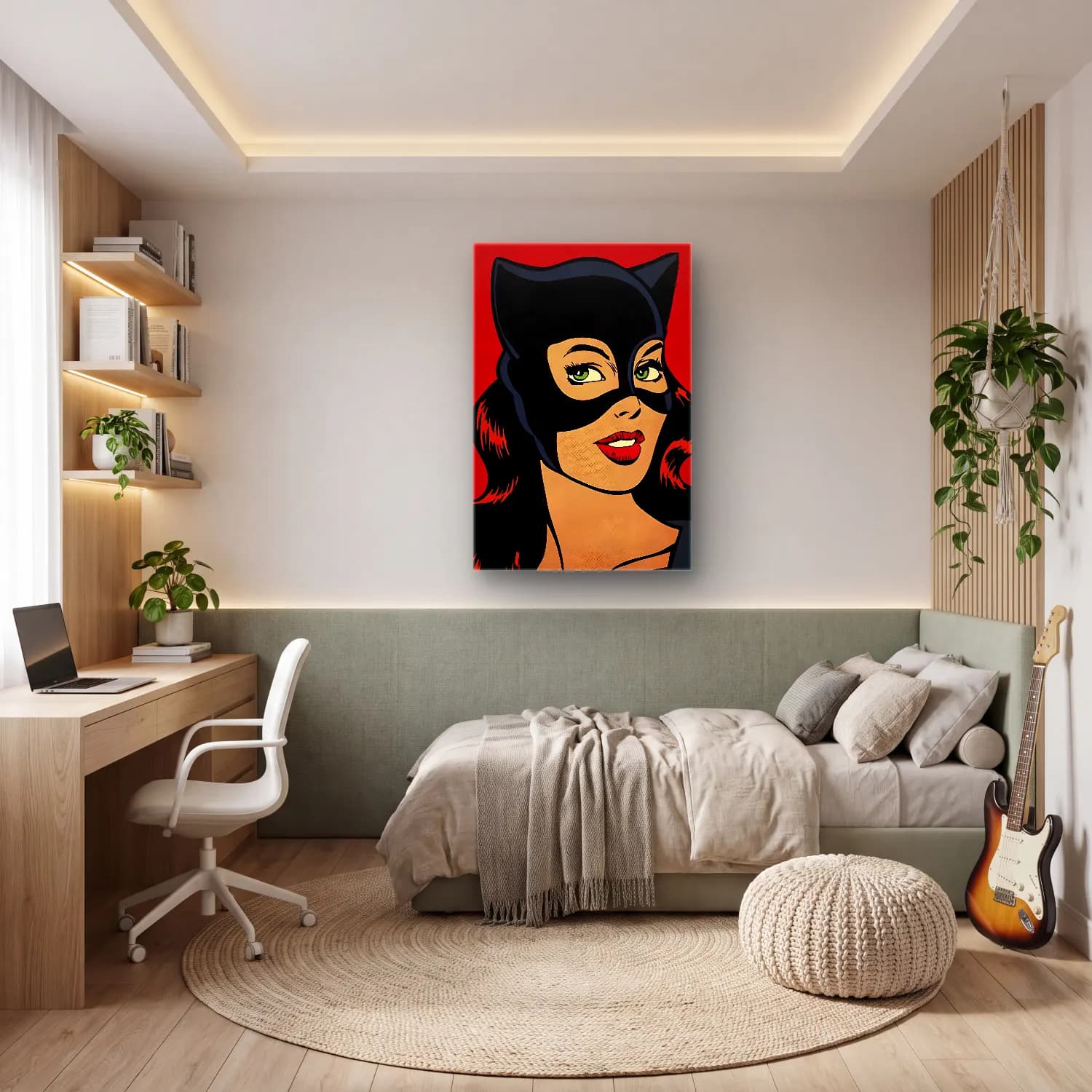 Pop Art Kadın Portresi No. 41 cam tablo — genç odasında