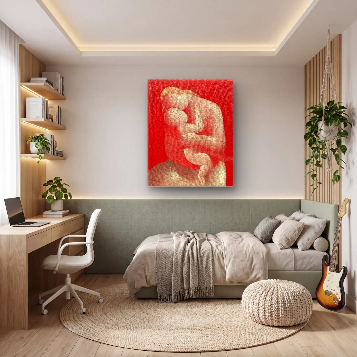 Yağlı Boya Anne ve Çocuk No. 11 cam tablo — genç odasında