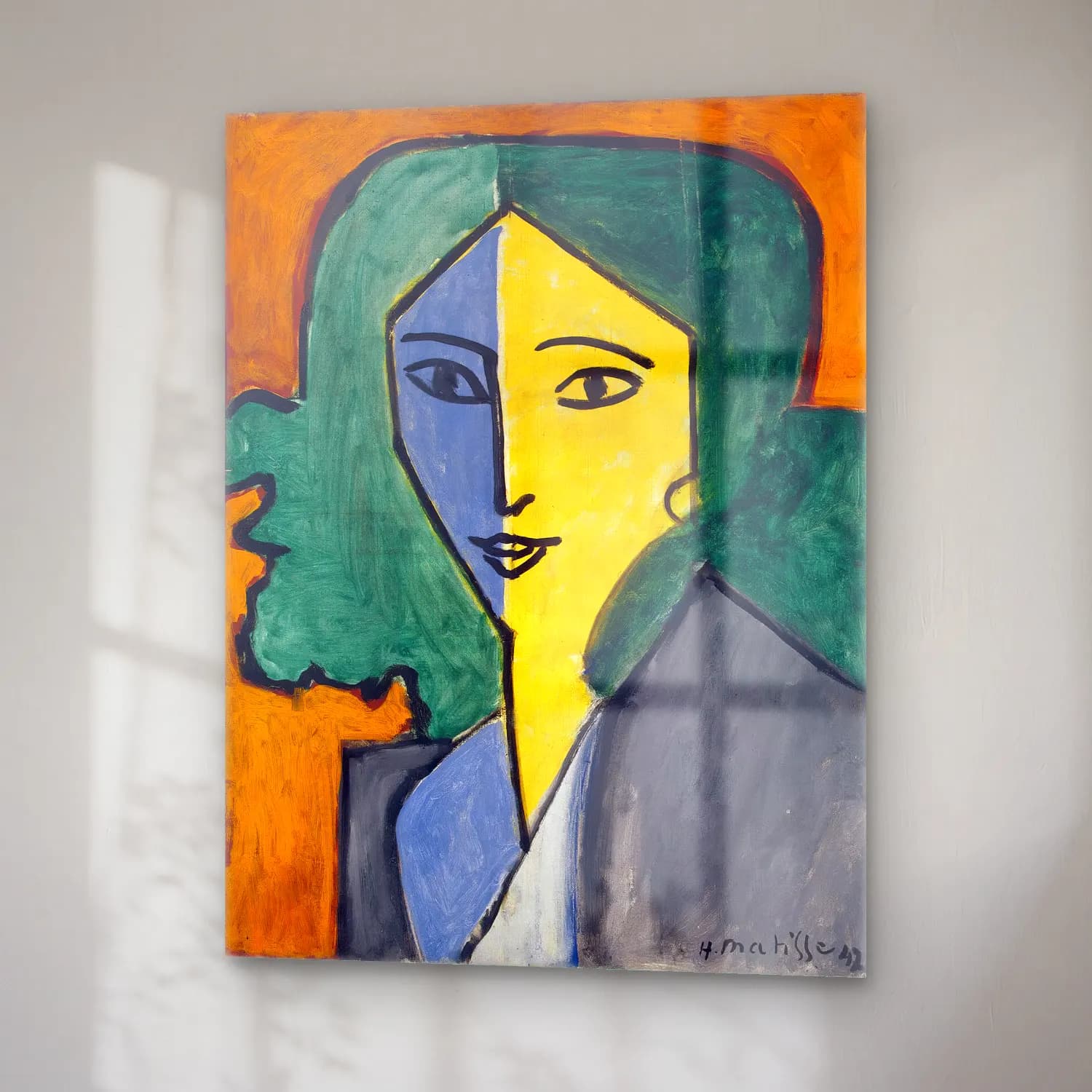 Modern Soyut Kadın Portresi No. 12 cam tablo — sağ açıdan görünüm