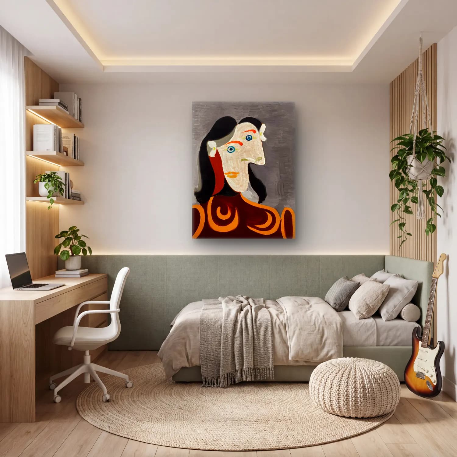 Modern Soyut Kadın Portresi No. 13 cam tablo — genç odasında