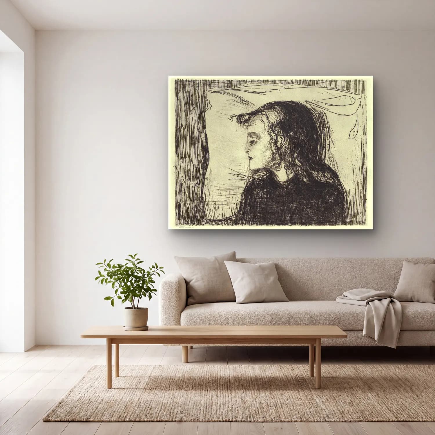 Edvard Munch – The Sick Girl cam tablo — açık renk salonda