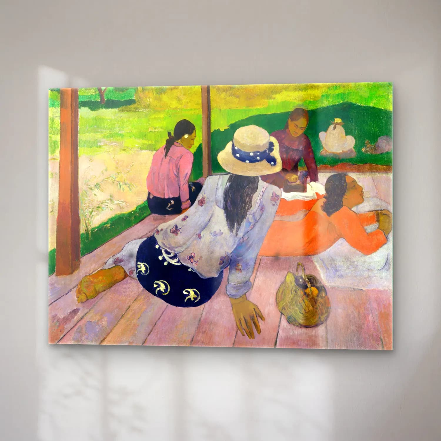 Paul Gauguin – The Siesta (ca. 1892–94) cam tablo — sağ açıdan görünüm