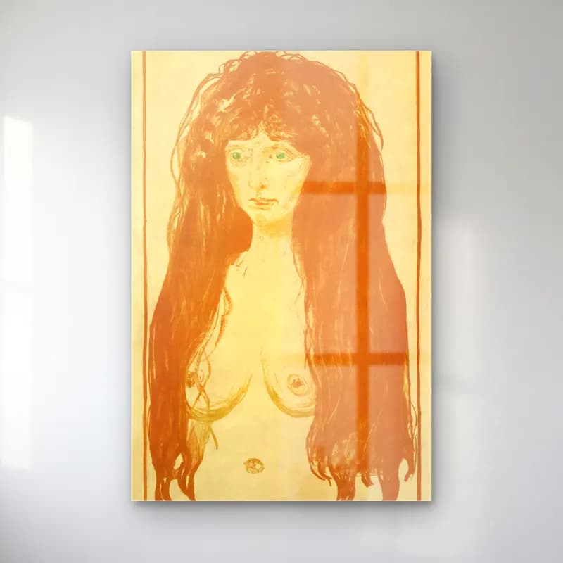 Edvard Munch – The Sin, Woman with Red Hair and Green Eyes cam tablo — Edvard Munch – The Sin, Woman with Red Hair and Green Eyes — vintage poster kadın portresi