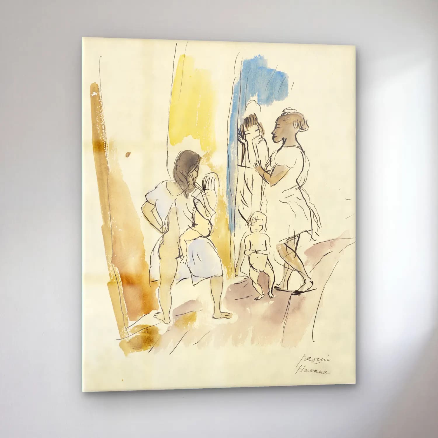 Jules Pascin – Three Women and Two Children, Havana cam tablo — sol açıdan görünüm