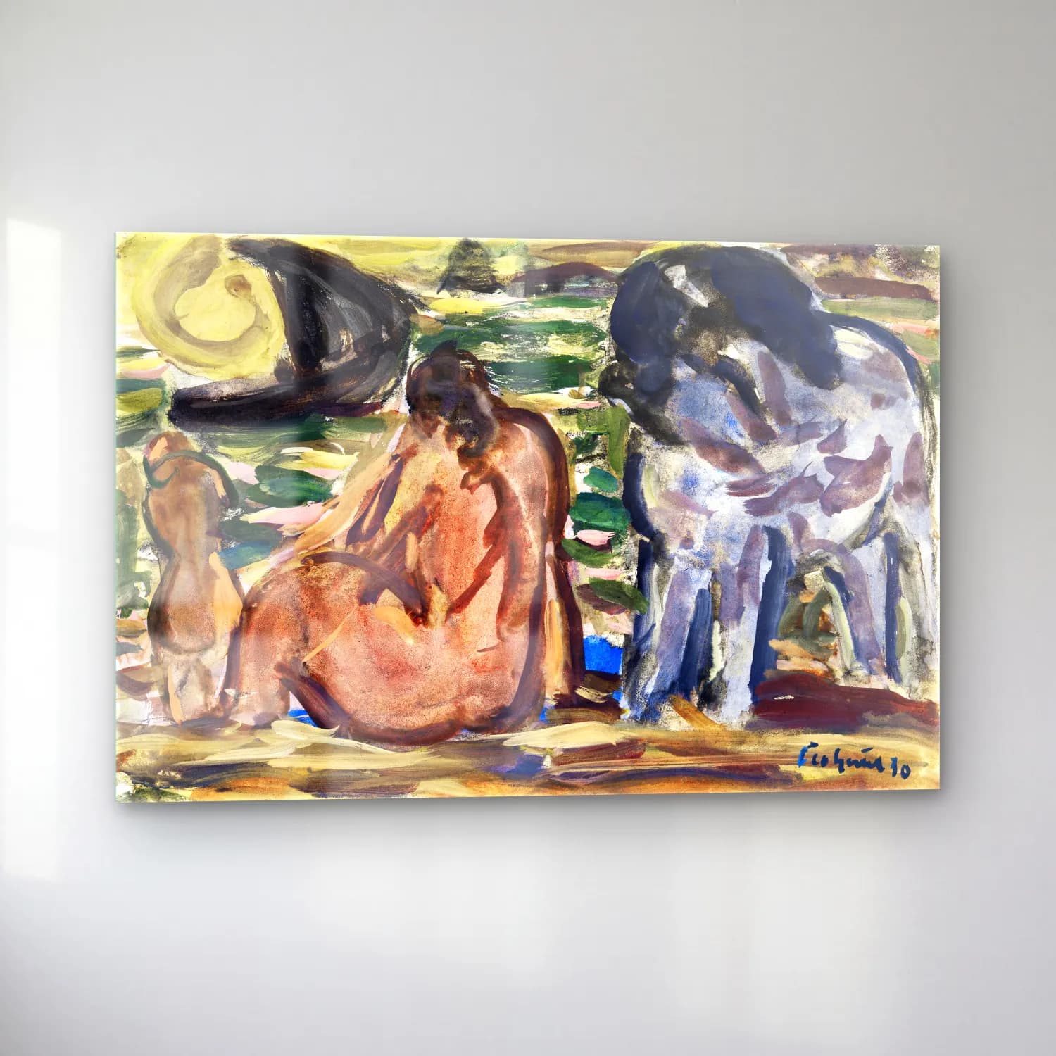 Leo Gestel – Twee naakte figuren en een paard aan de zee cam tablo — sol açıdan görünüm