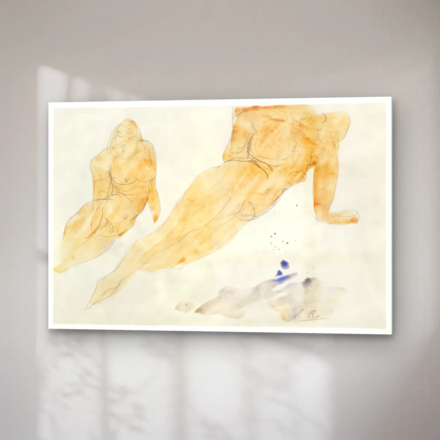 Auguste Rodin – Two Reclining Nudes cam tablo — sağ açıdan görünüm