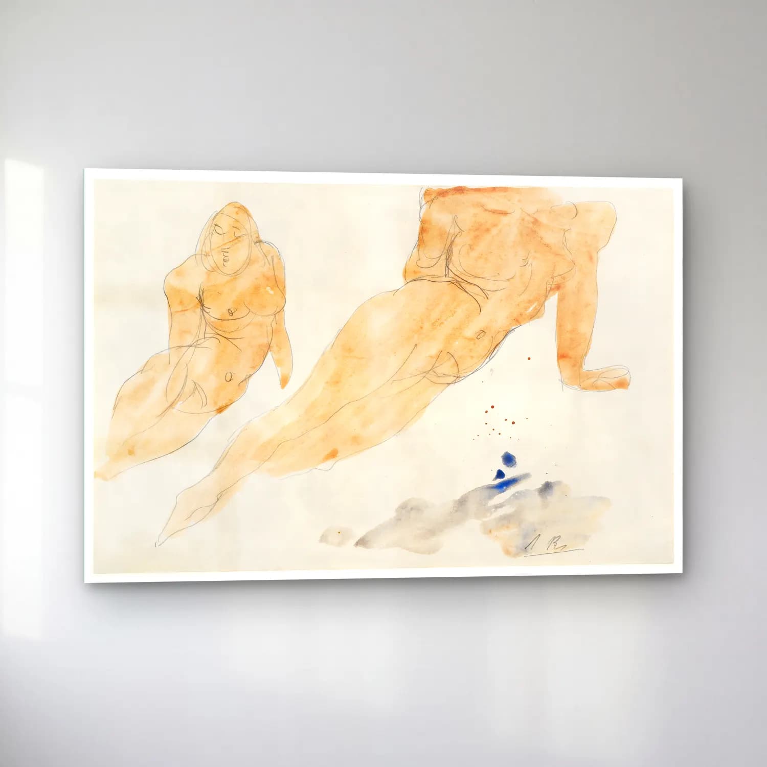 Auguste Rodin – Two Reclining Nudes cam tablo — sol açıdan görünüm