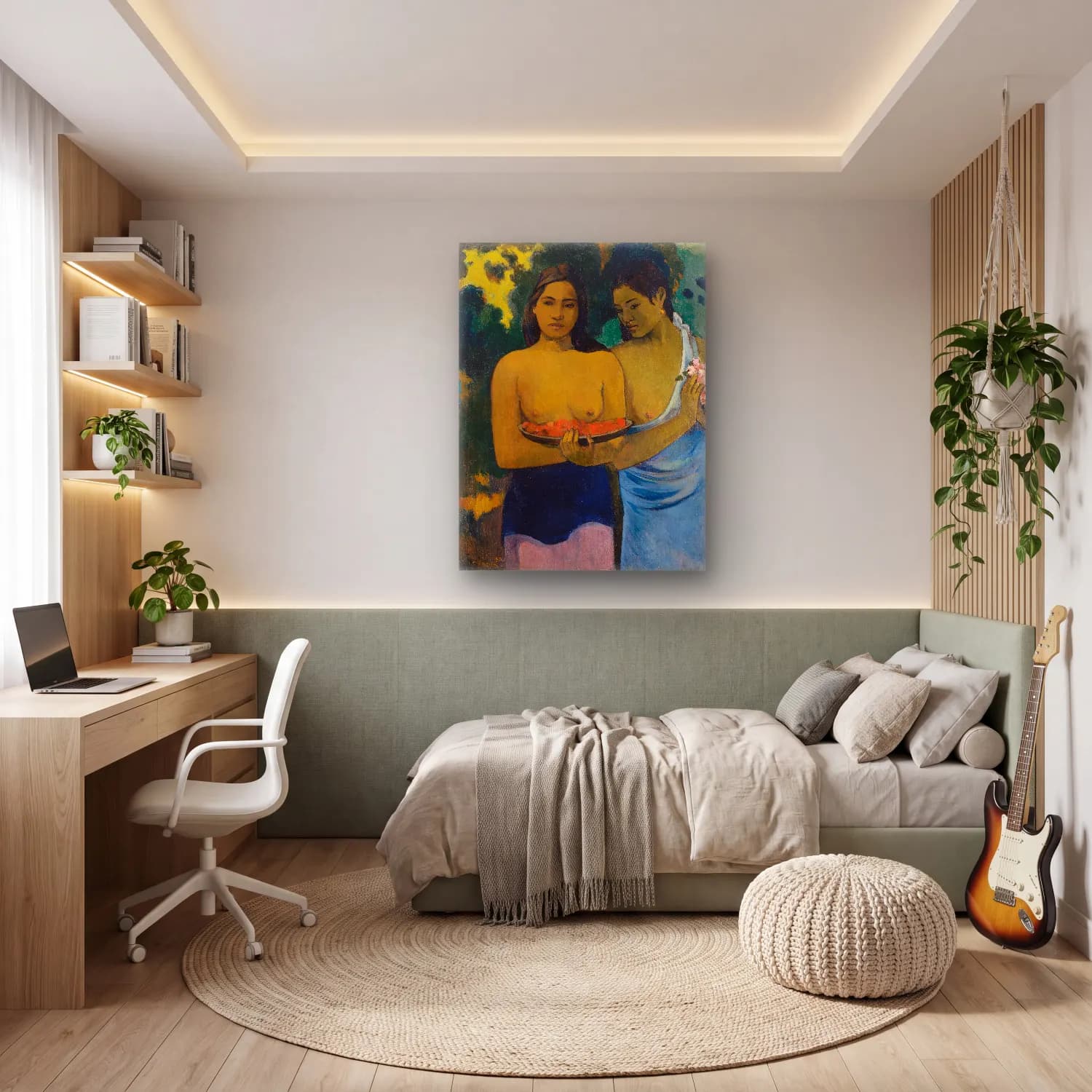 Paul Gauguin – Two Tahitian Women cam tablo — genç odasında