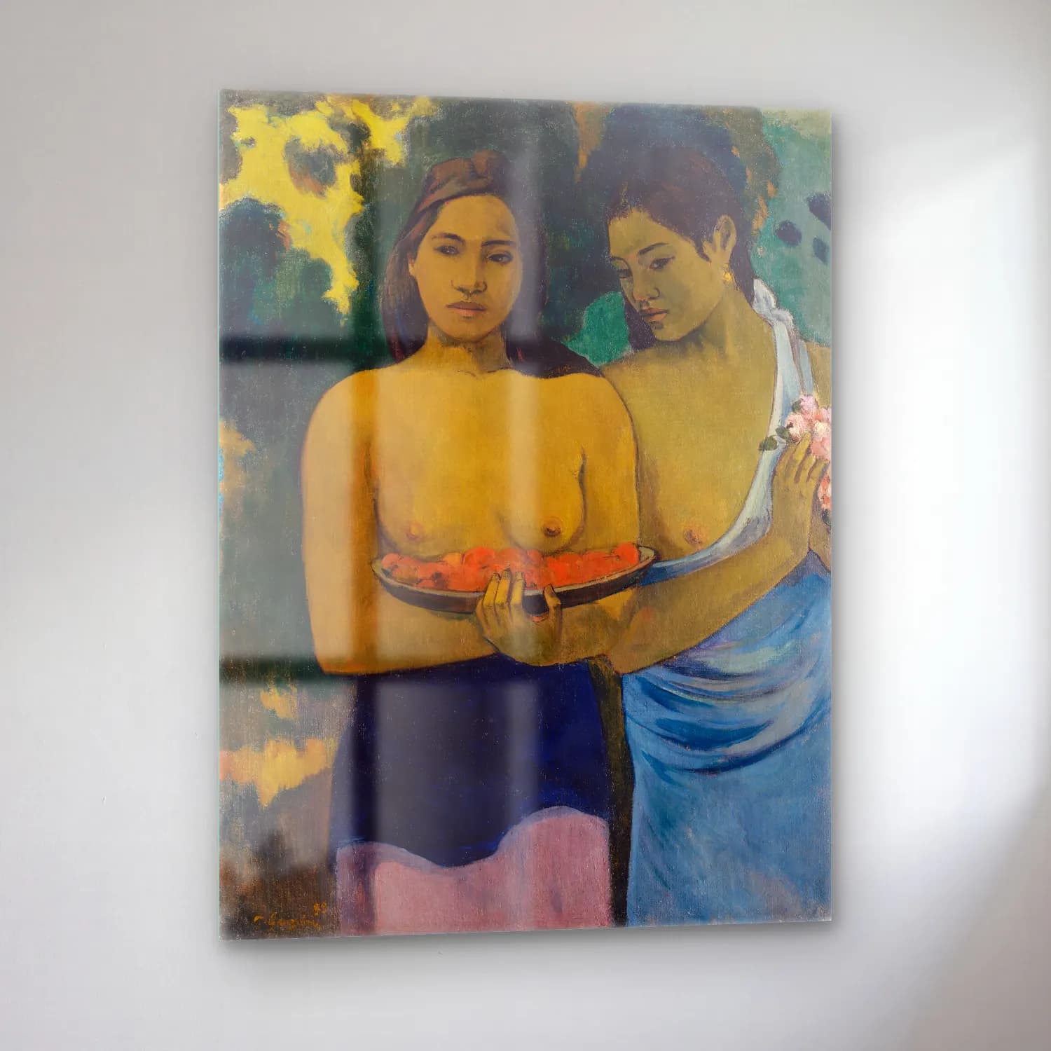 Paul Gauguin – Two Tahitian Women cam tablo — sol açıdan görünüm