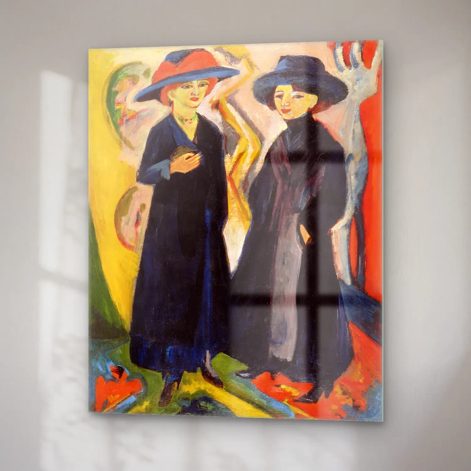 Ludwig Kirchner – Two Women Ernst – Mavi Tonlar cam tablo — sağ açıdan görünüm